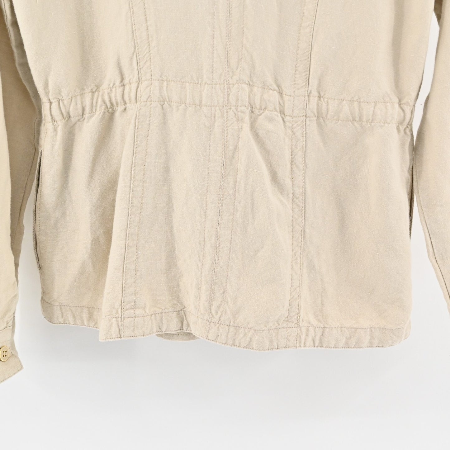 J MCLAUGHLIN Jacket Womens Size XS Beige Linen Blend Vista Utilitarian Cinch