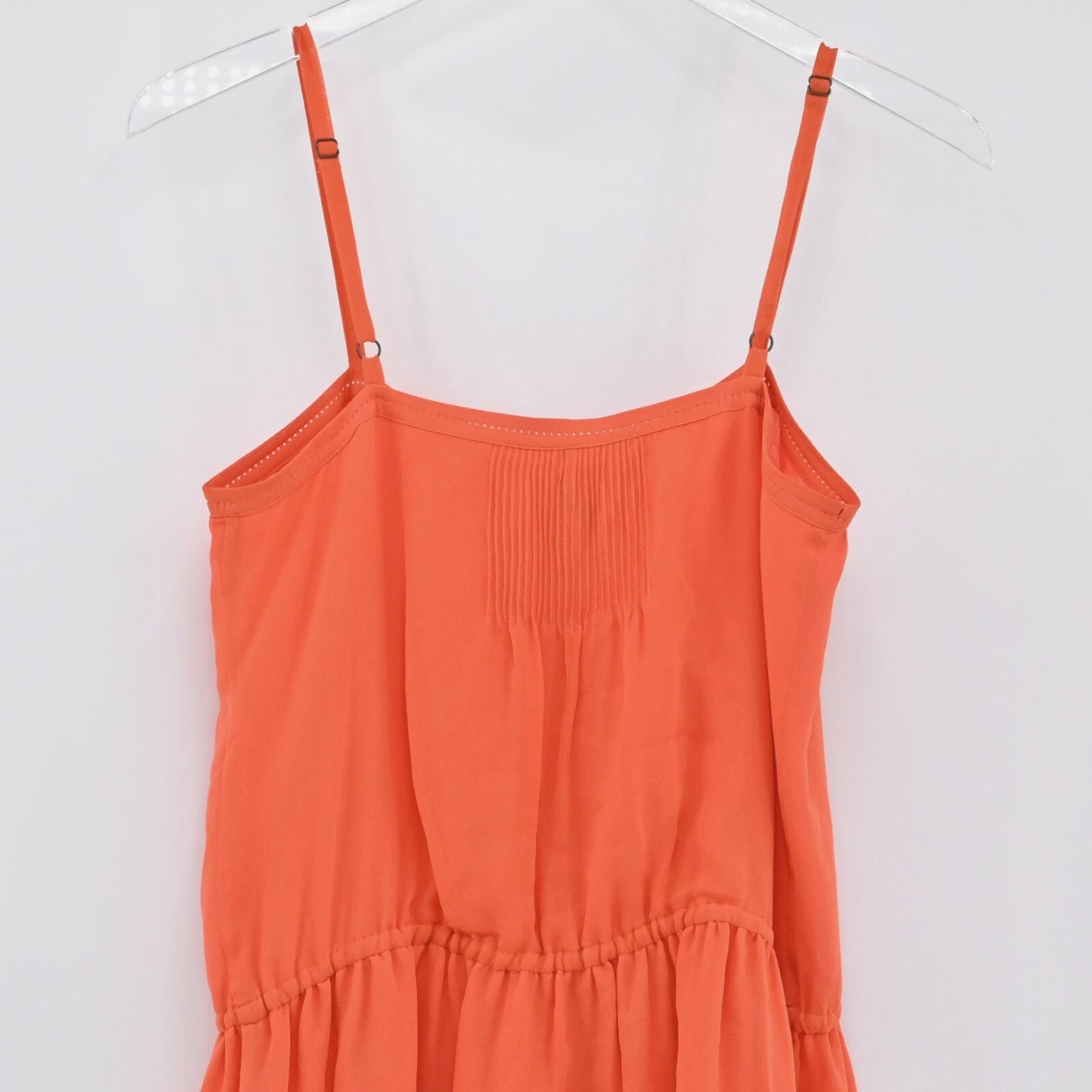 JOIE Womens Embroidered Silk Dress Size S Orange Boho Sleeveless Pin Tuck Lined