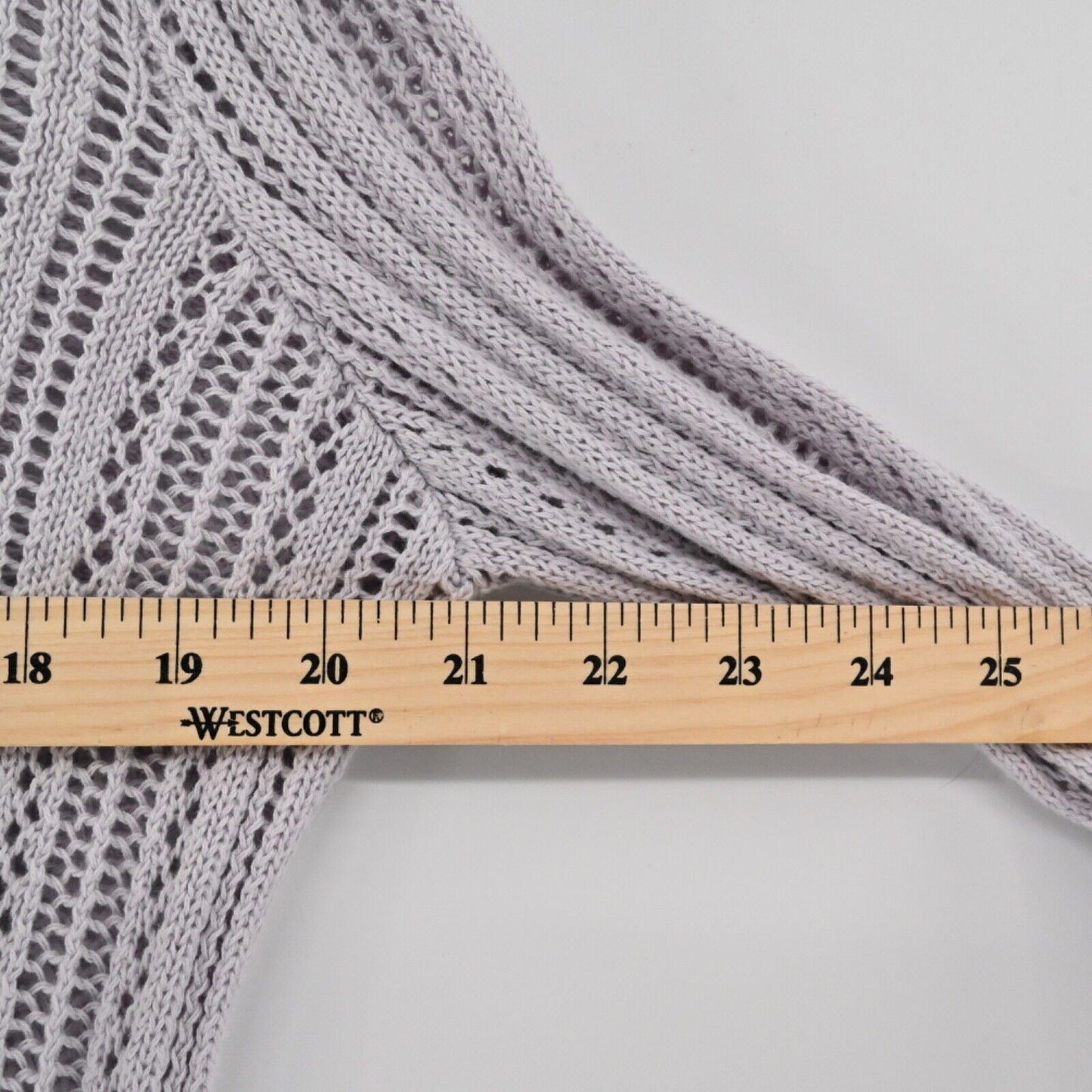 SOFT SURROUNDINGS Sweater Womens Size L Purple 100% Cotton Open Knit Fringe Boho