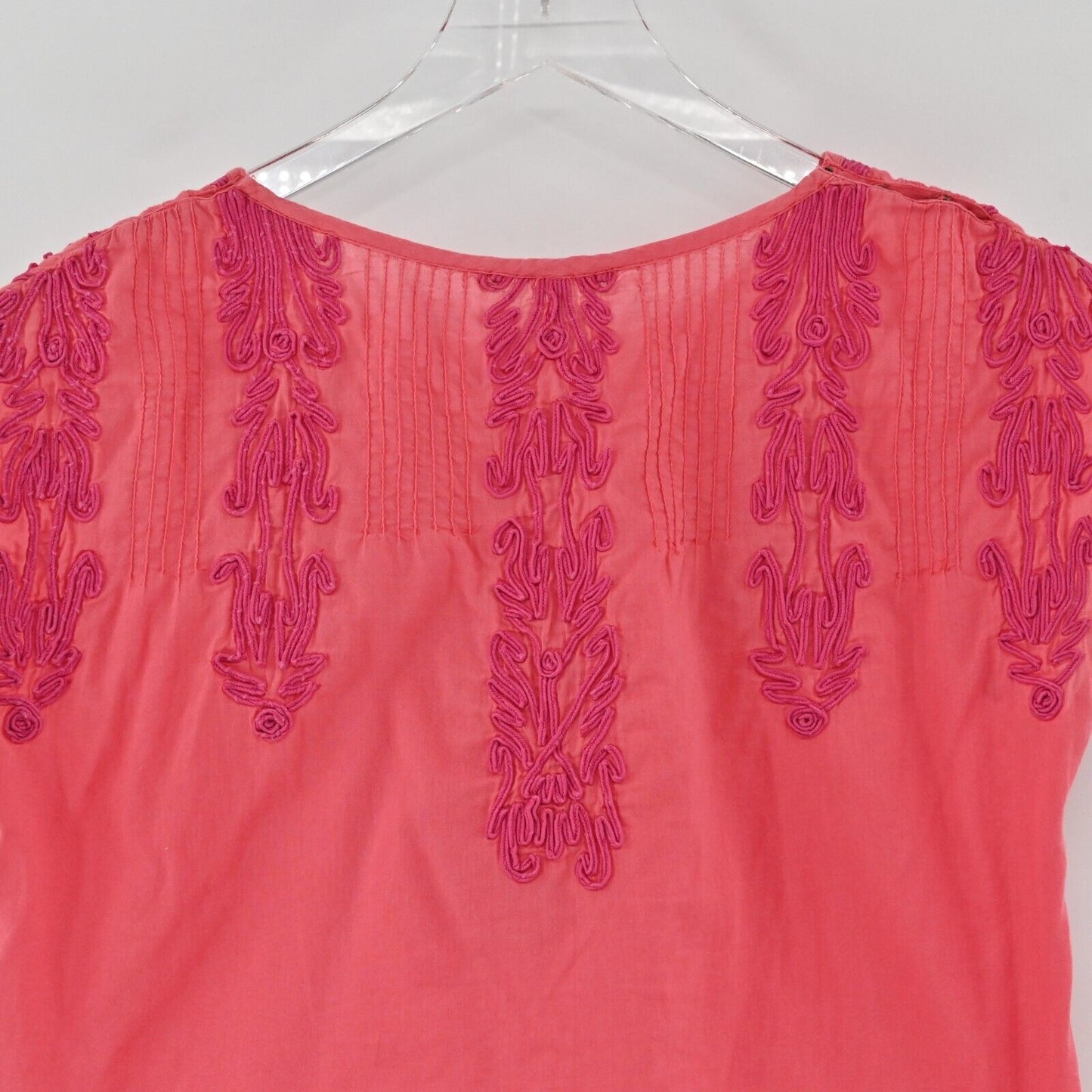 FREE PEOPLE Top Womens Size S Pink Lightweight Embroidered Detail Boho Blouse