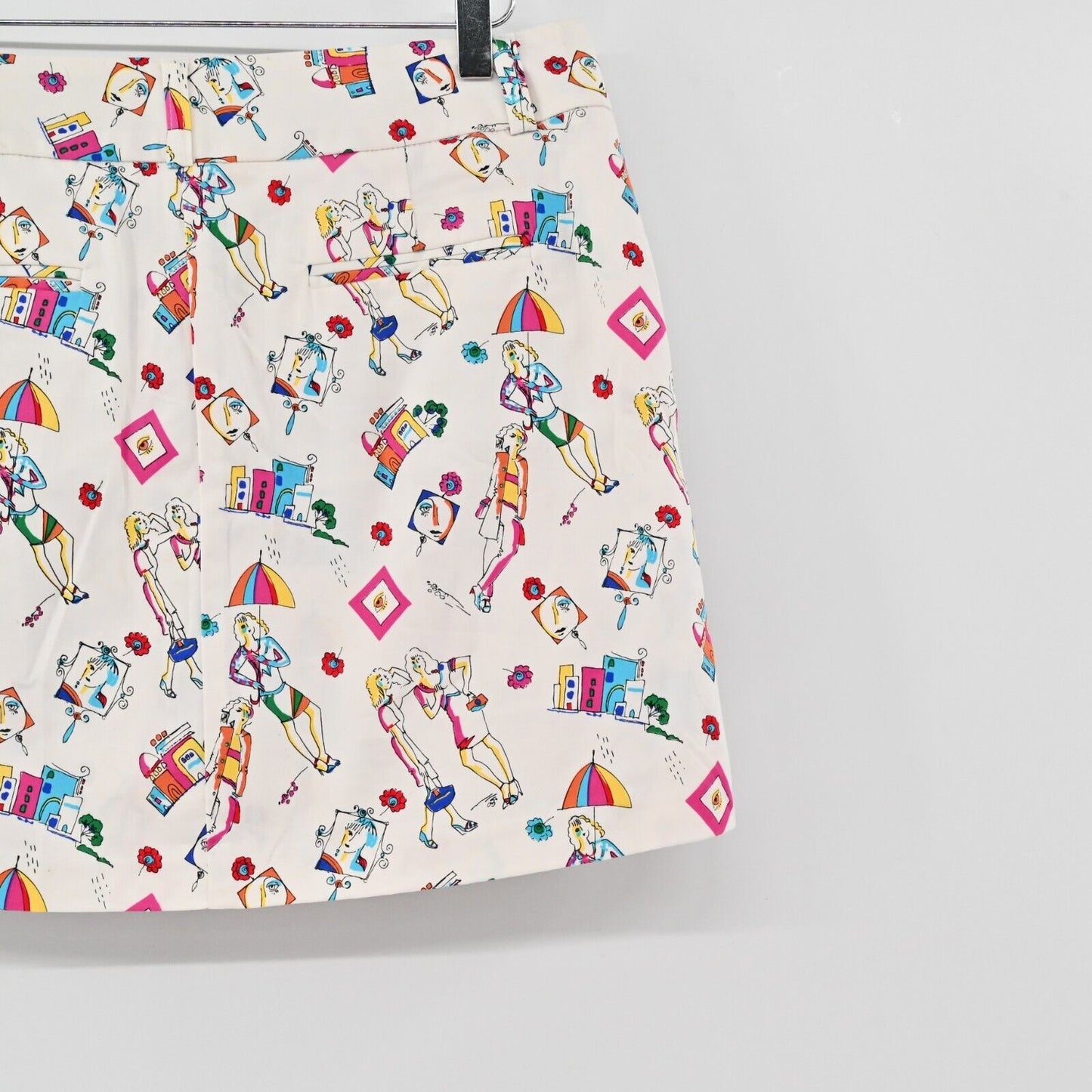 Vtg Skirt Womens Size 8 Downtown Ladies Print Multicolor Mini Pockets ATTYRE