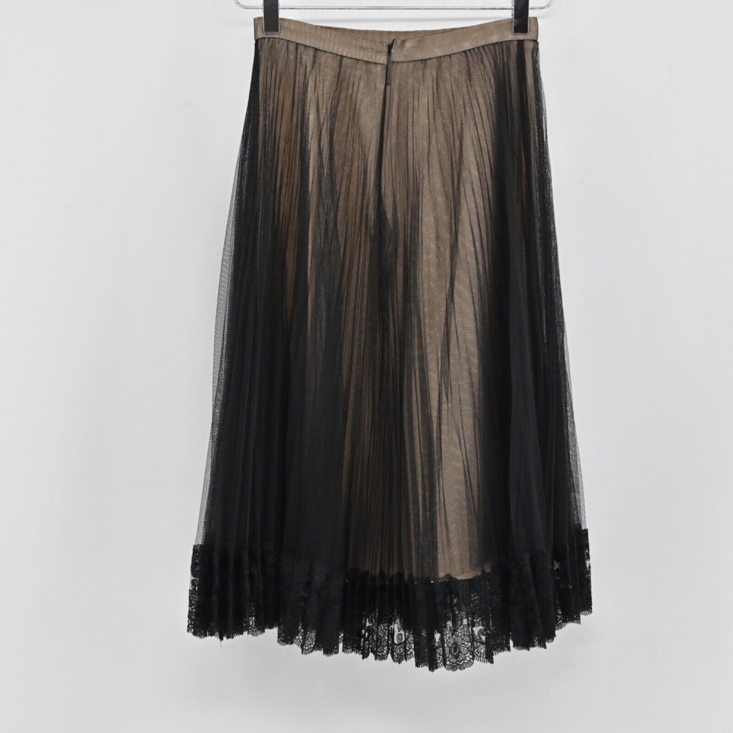 CHRISTOPHER KANE Skirt Womens Size 2 Tulle Pleated Lace Black Retro Coquette