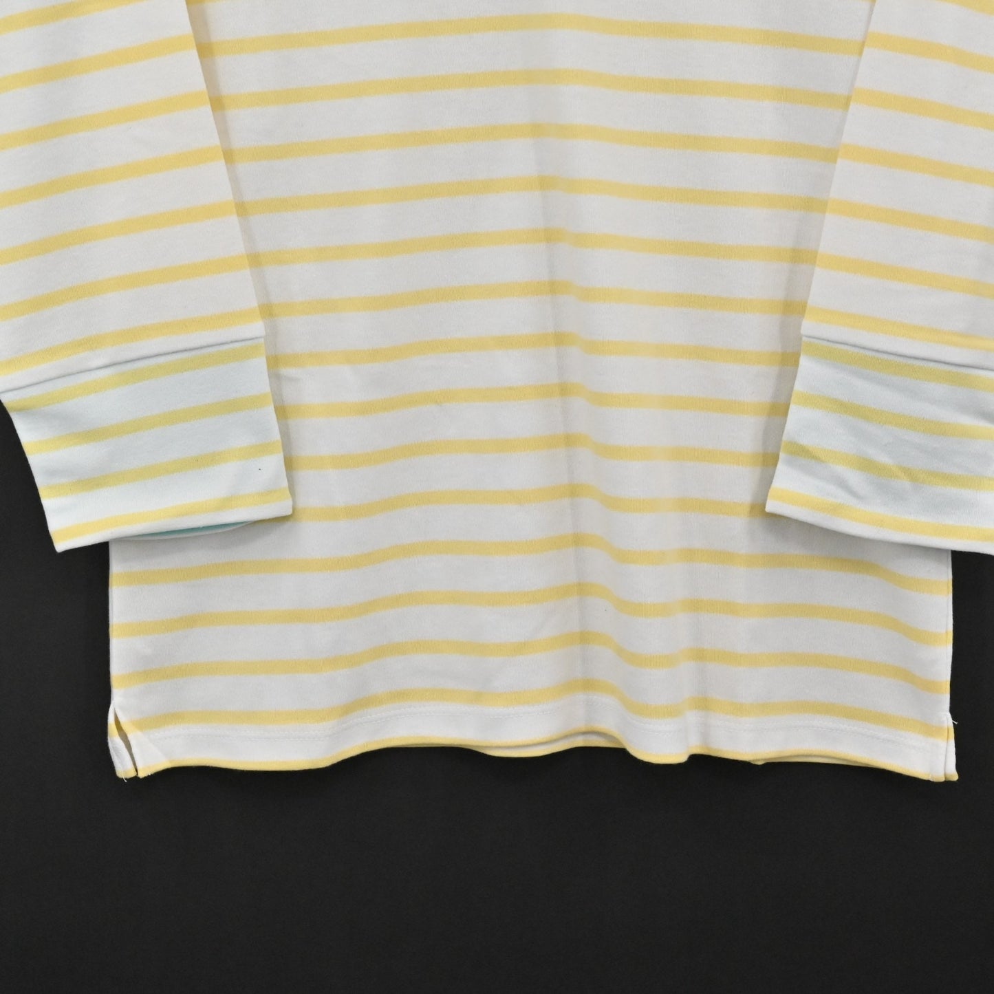 Quacker Factory Womens Sequin Butterfly Top Size S Yellow White Stripe Knit NEW