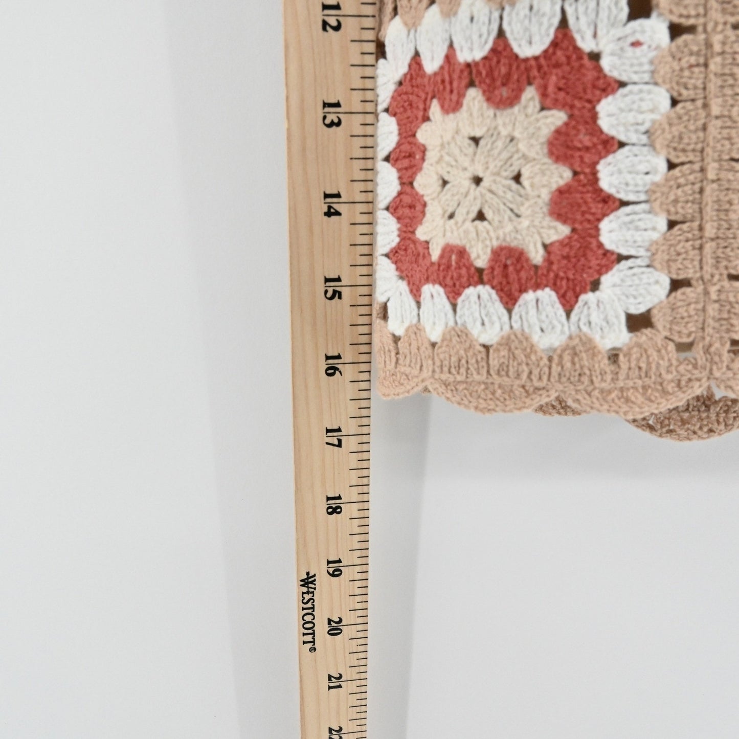 Lulus Womens Granny Squares Crochet Mini Skirt Size S Tan Boho Festival Lined