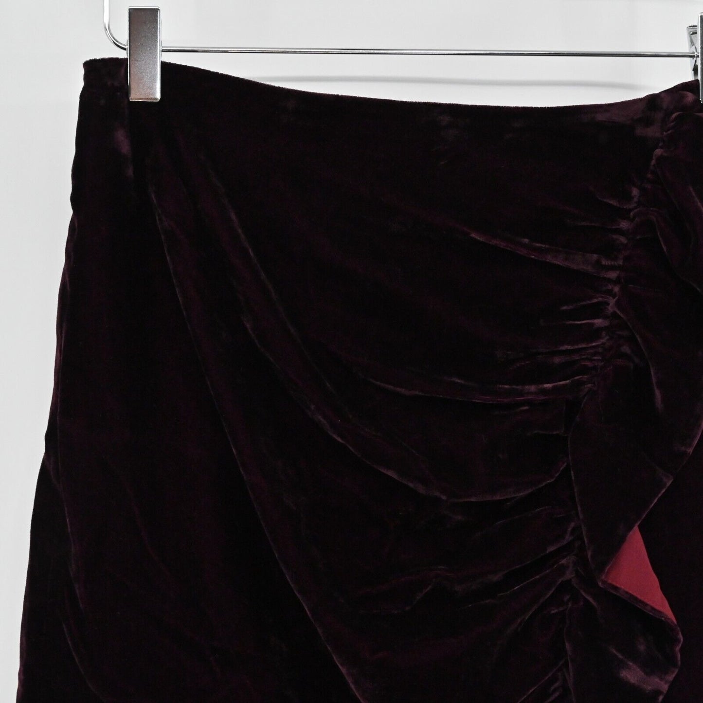 LOVERS FRIENDS Skirt Womens Size M Lisa Velvet Maroon Ruffle Holiday Party NEW