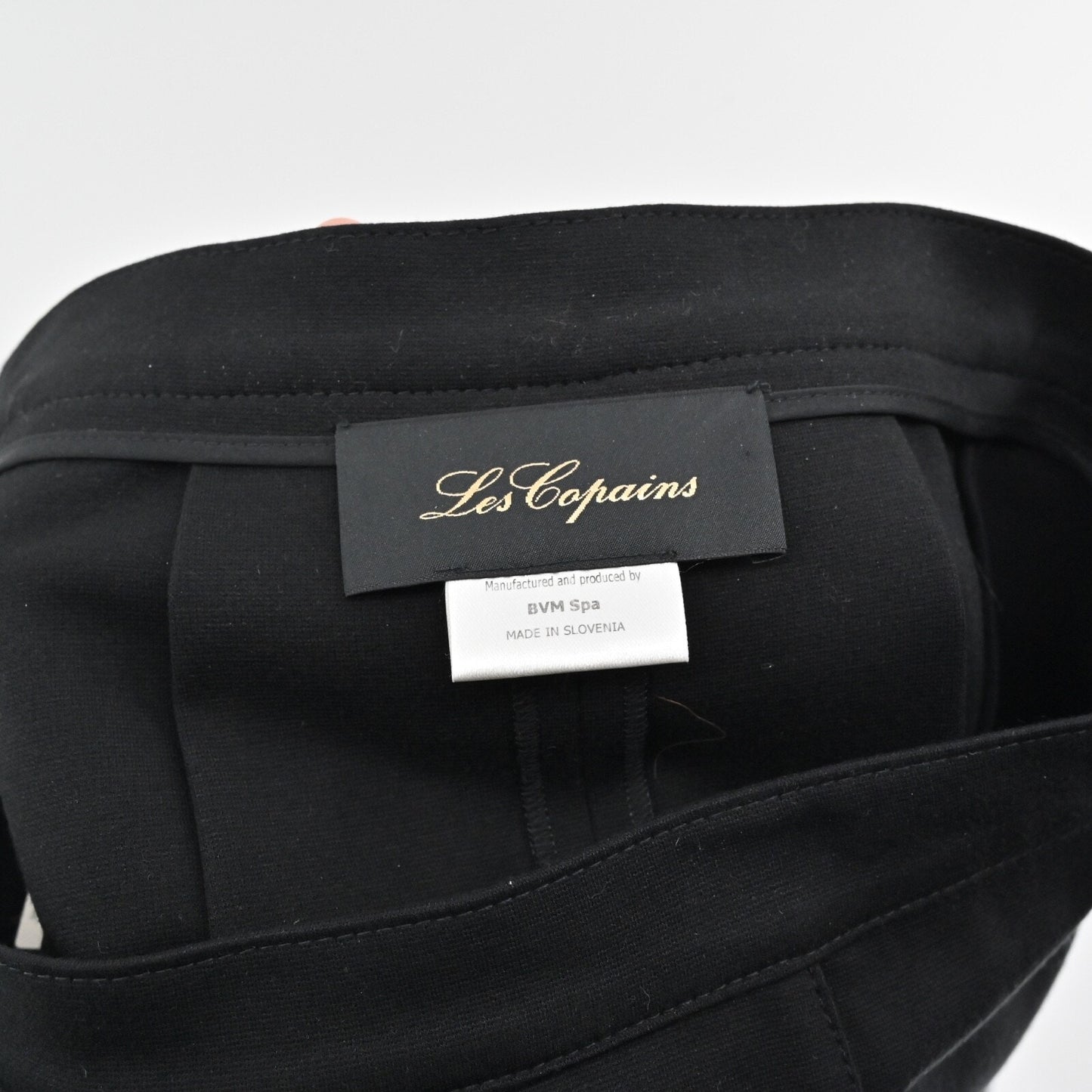 LES COPAINS Pleated Skirt Size 46 Black Knee Length A Line Jersey Stretch Retro