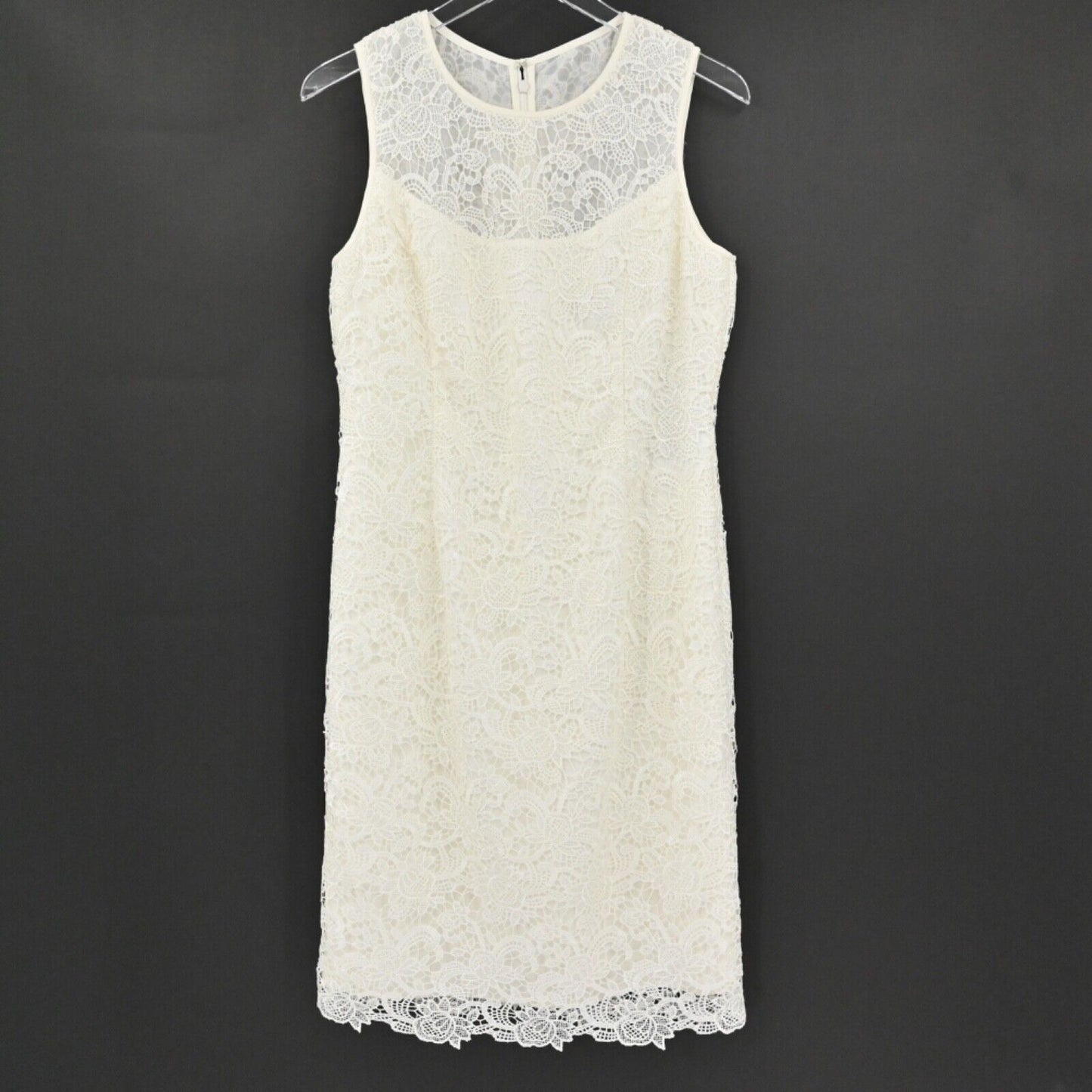 WHBM Dress Womens Sz 10 Ivory Paisley Lace Sleeveless Sheath Crochet Office NEW