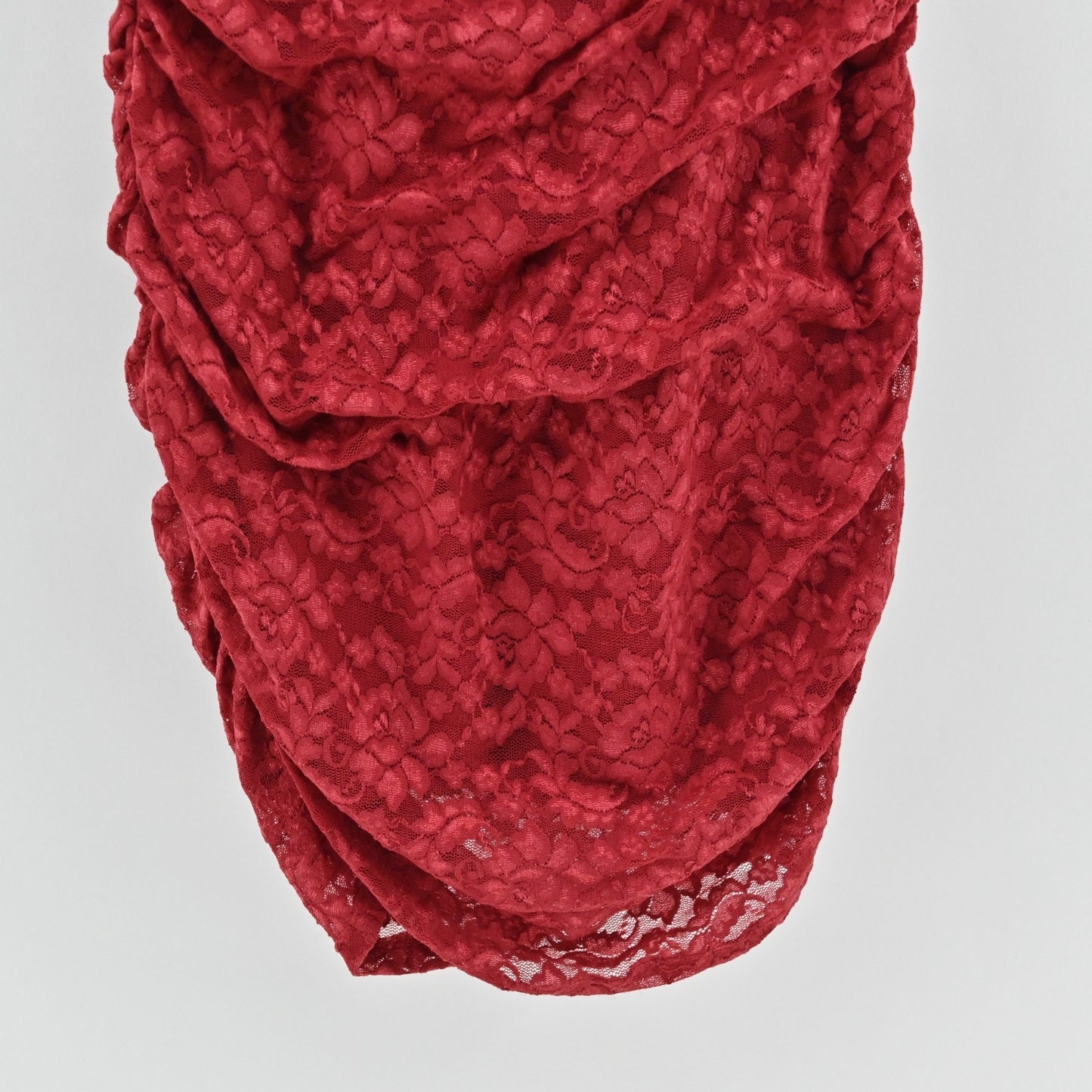 Vtg Y2k Red Lace Mini Dress Size XS Ruched Coquette Elegant Siren Sexy Romantic