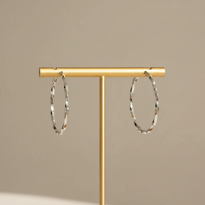 Alloy Rhinestone Twisted Hoop Earrings (4cm) With 925 Sterling Silver Earring Post