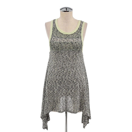 FREE PEOPLE Top Womens Sz XS Gray Green Bumble Bee Knees Tunic Tank WE THE FREE