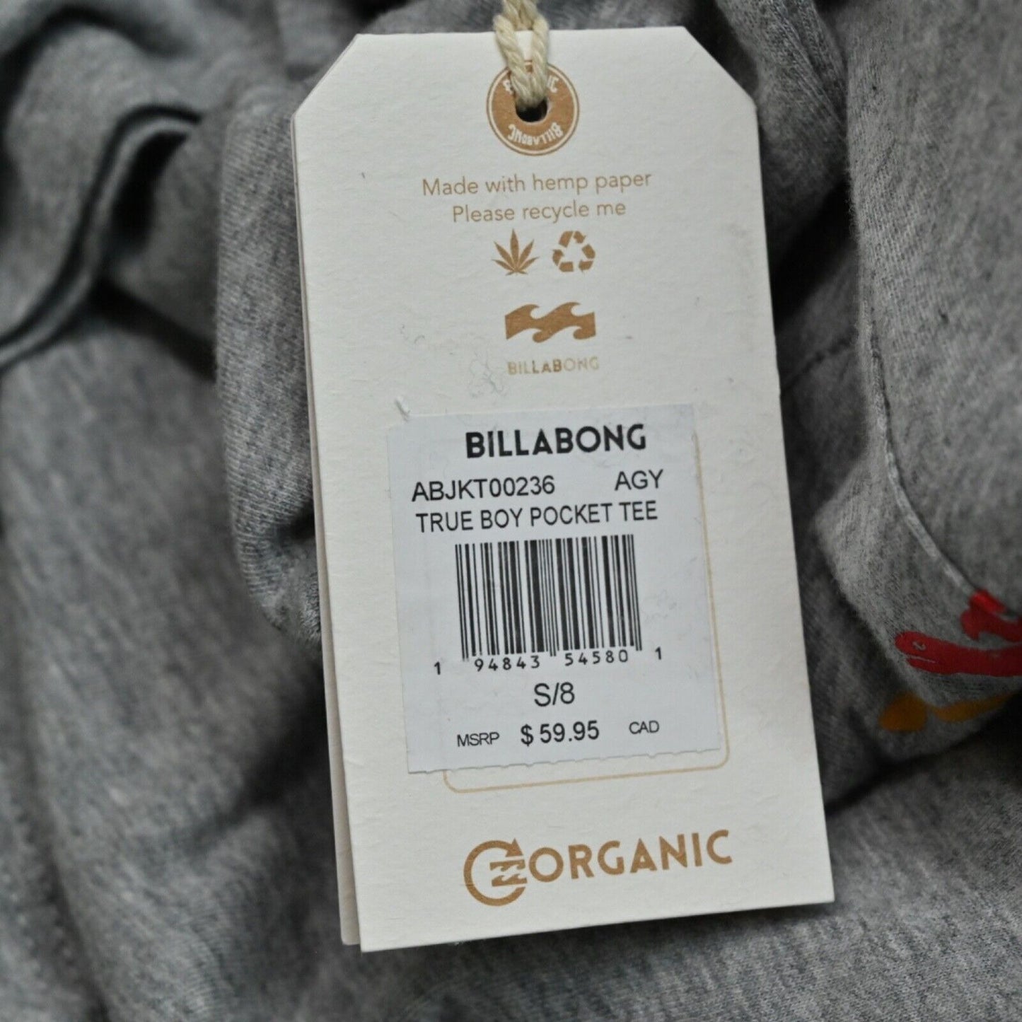 BILLABONG x WRANGLER T Shirt Womens Sz S Gray True Boy Pocket Rainbow Cotton NEW