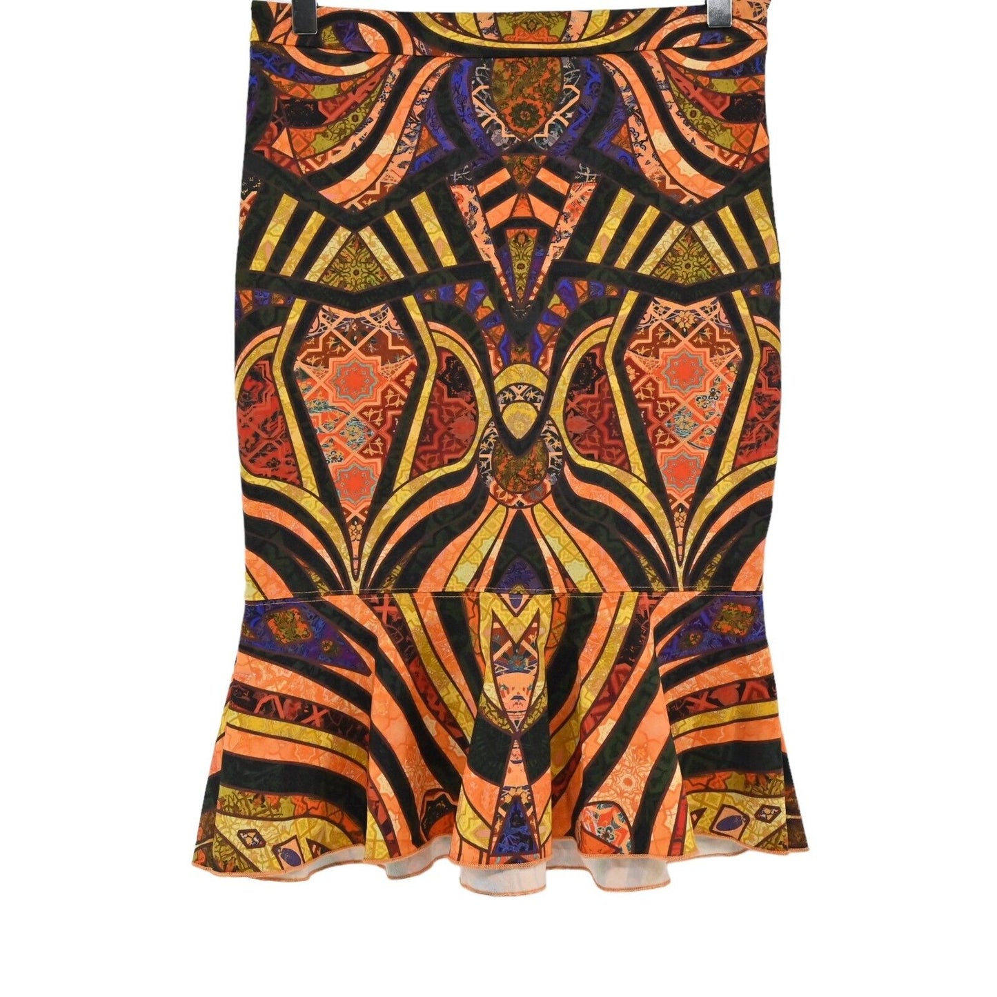TORN by RONNY KOBO Skirt Womens Sz S Orange Boho Geometric Paris Trumpet Pencil