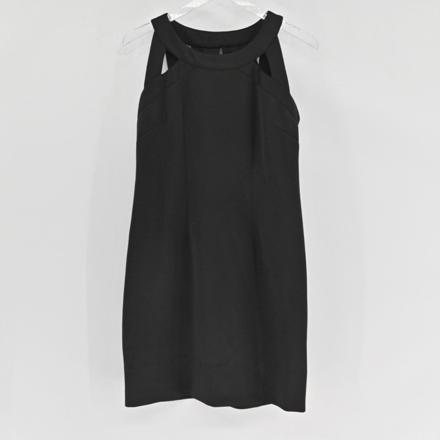 GRETCHEN SCOTT Jersey Isosceles Dress Size S Black Sheath Cotton Sleeveless