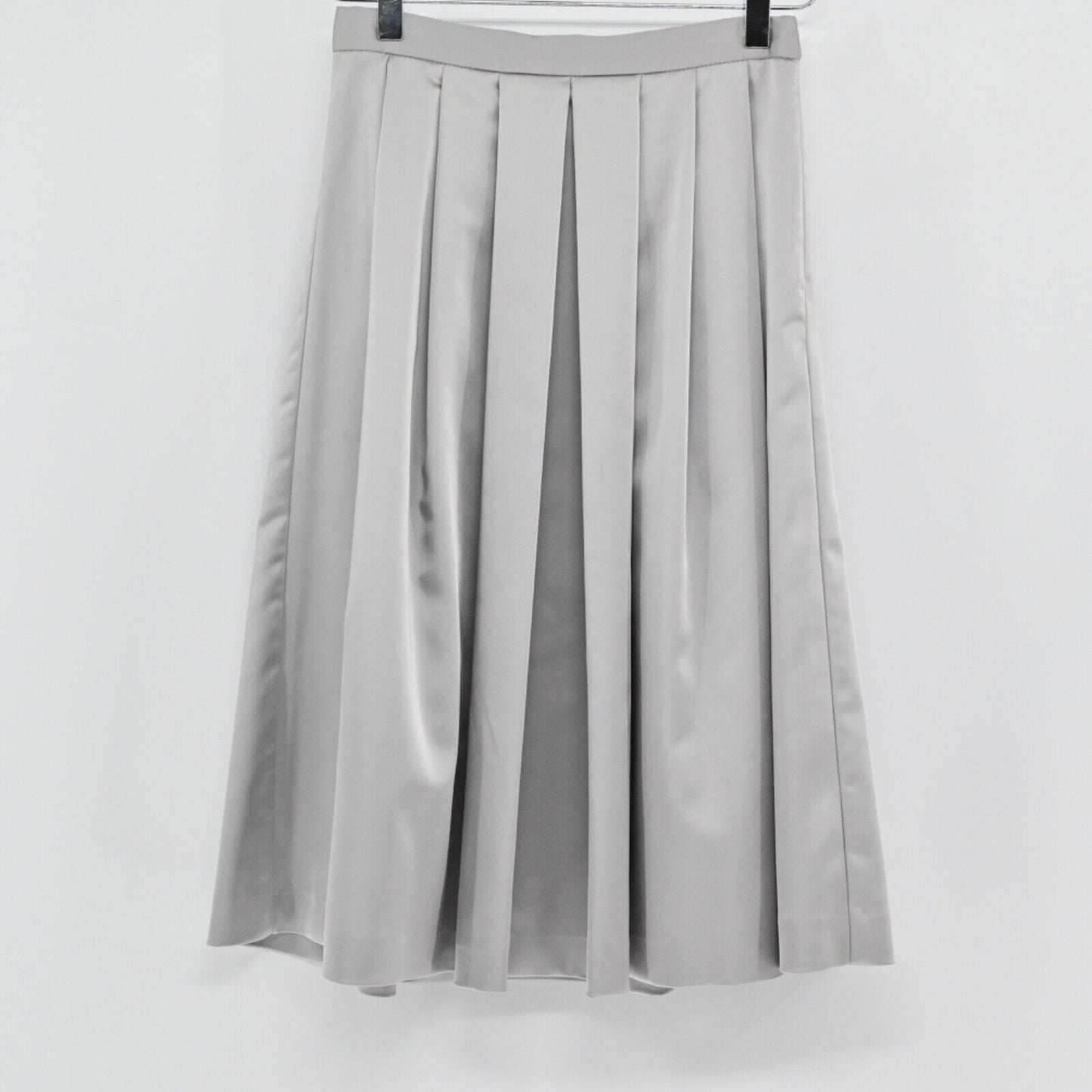 ZARA Pleated Skirt Womens Size XS Satin Gray Retro Academia Preppy Office Career
