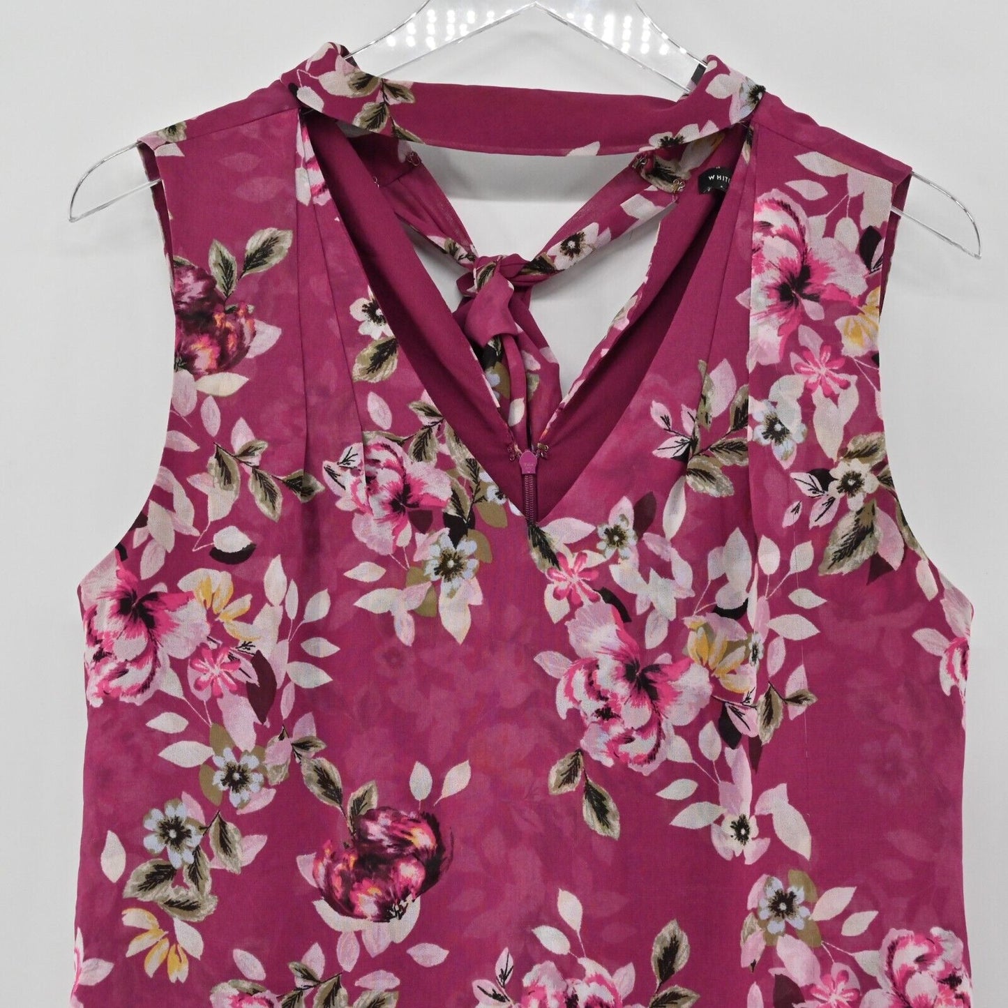 WHBM Dress Womens Sz 6 Floral Sleeveless Choker Keyhole Neck Shift Chiffon Lined