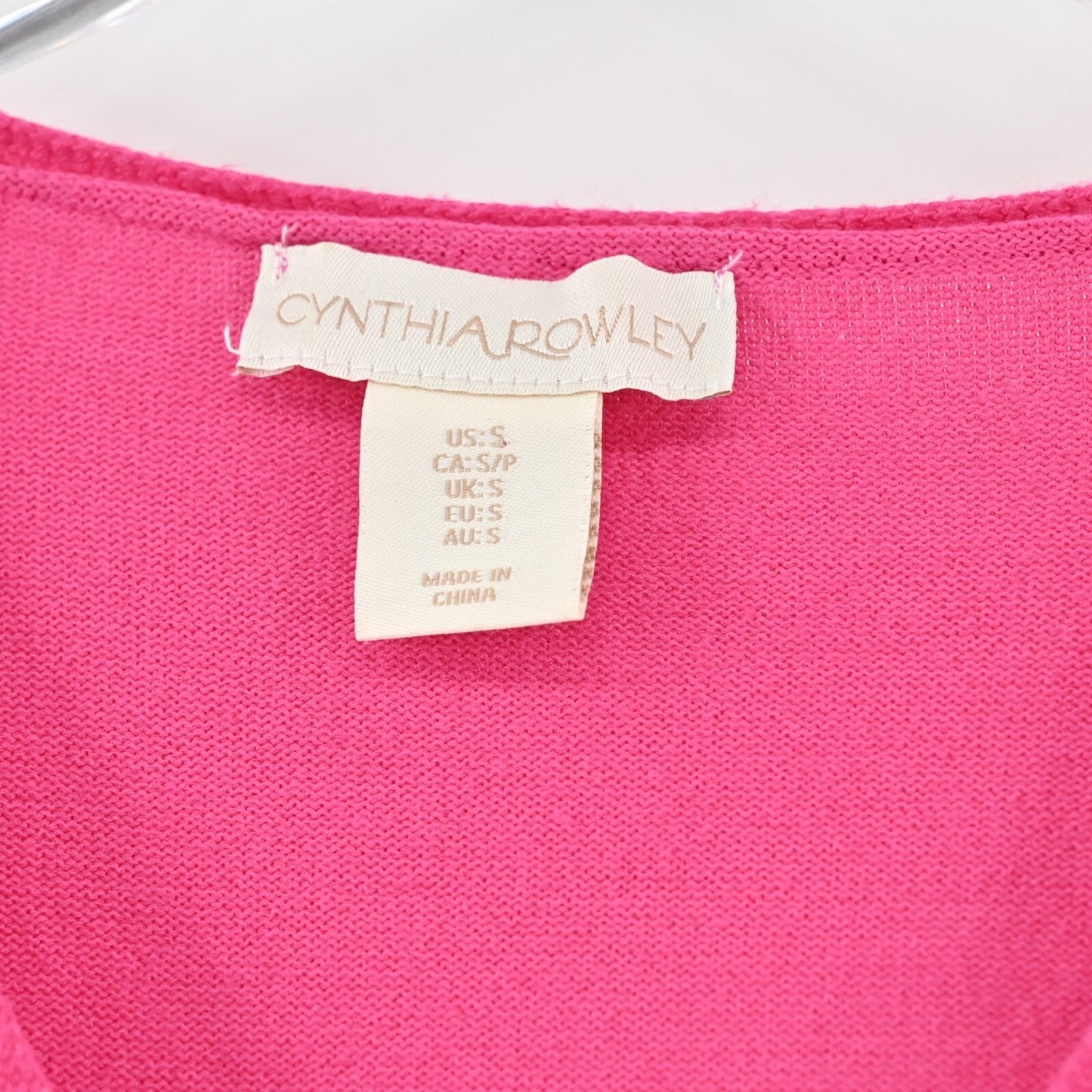 CYNTHIA ROWLEY Pink Sweater Womens Size S VNeck Short Dolman Sleeve Knit Top