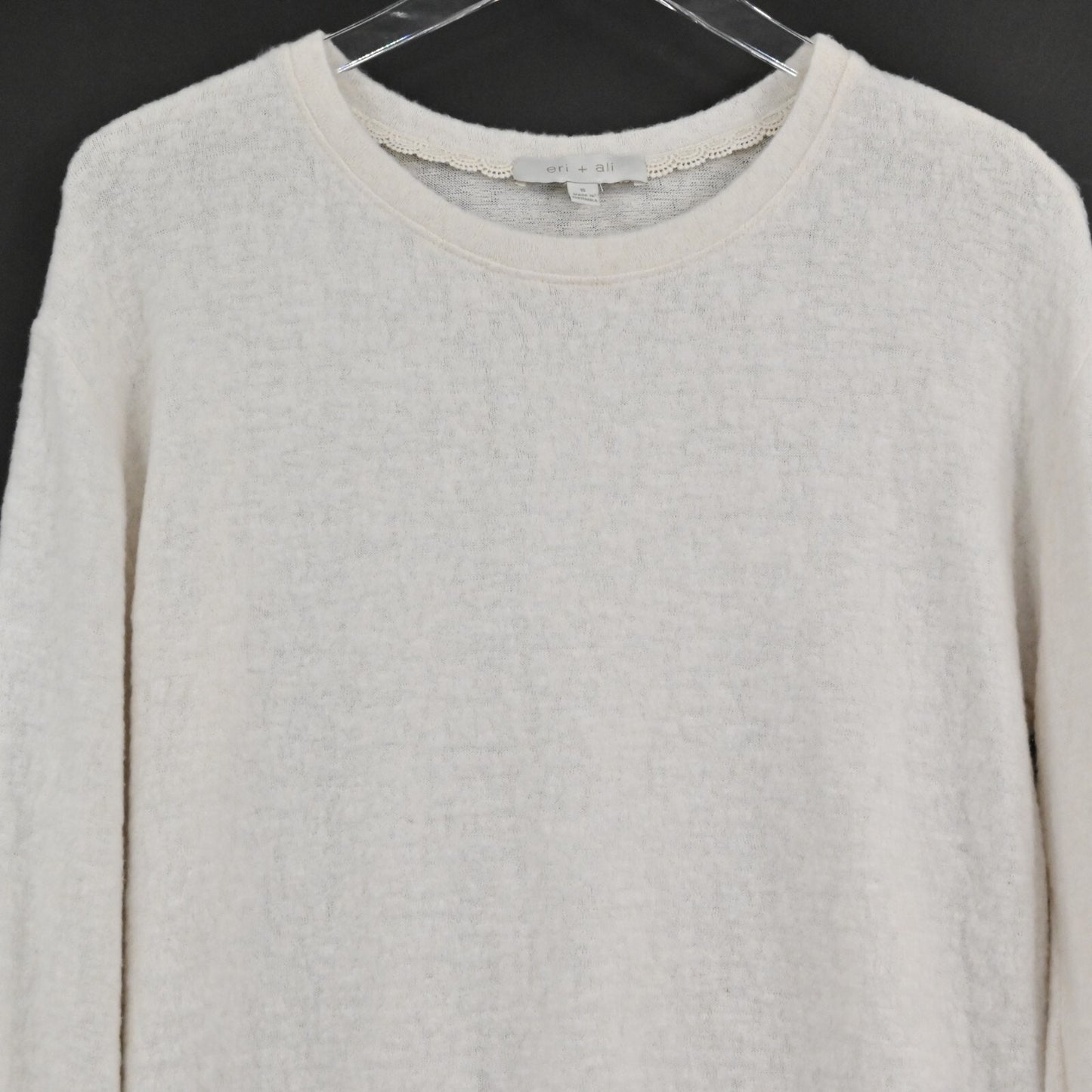 NWOT Anthropologie Sweater Eri Ali Sasha Hacci Top Cream SOFT Ruffle Cozy Size S