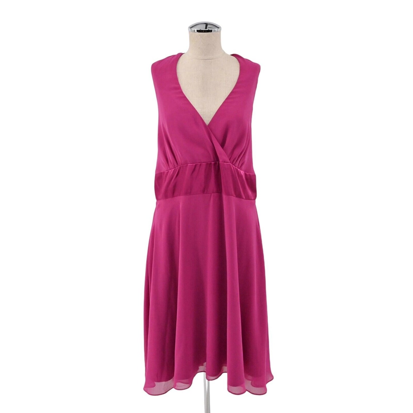 Vtg JESSICA HOWARD Dress Womens Size 16WP Petite Solid Fuchsia Pink Halter Mini