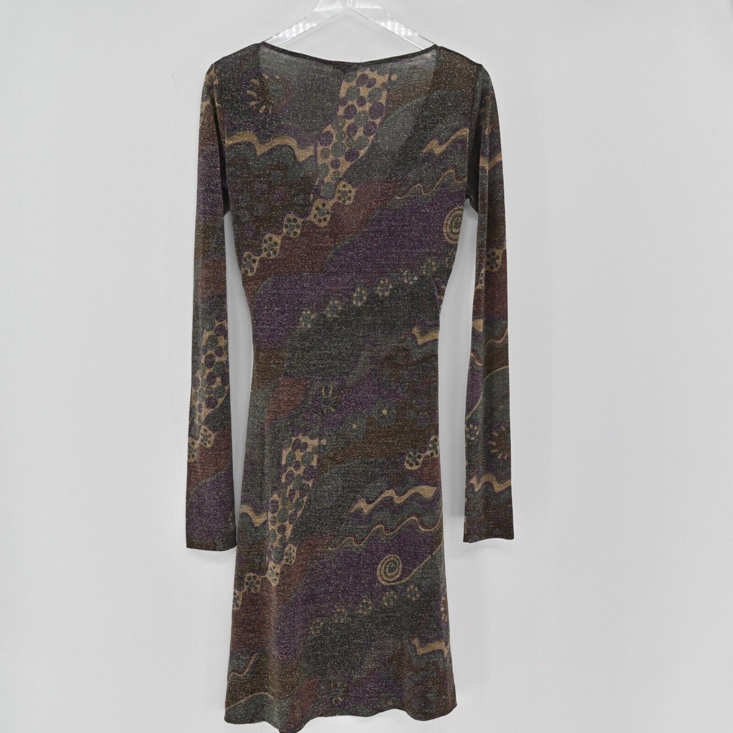 MALIPARMI Dress Womens Sz 46 US M Abito Jersey Wool Metallic Abstract Multi NEW