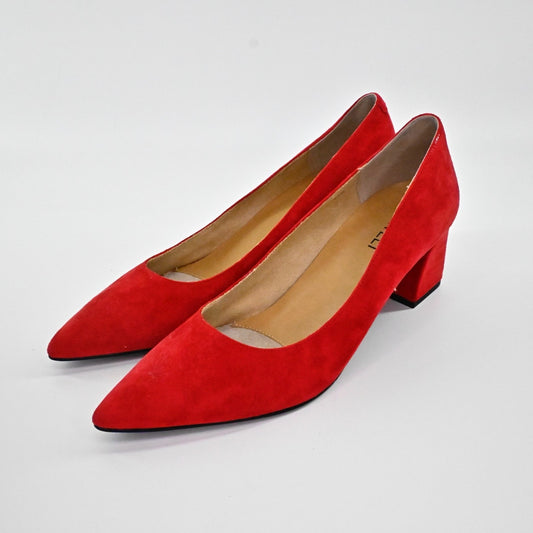 Vaneli Womens Marice Classic Block Heels Size 8.5M Red Suede Pointed Toe Pumps