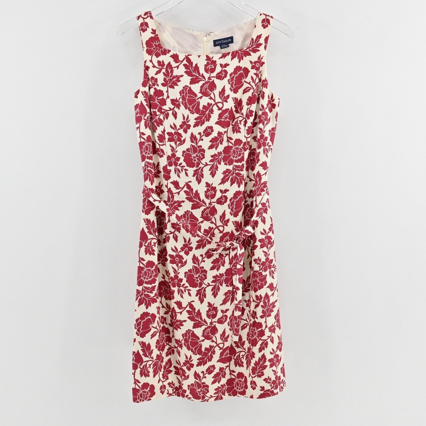 Vtg Ann Taylor Silk Floral Dress Size 6 Sleeveless Red Romantic Garden Party