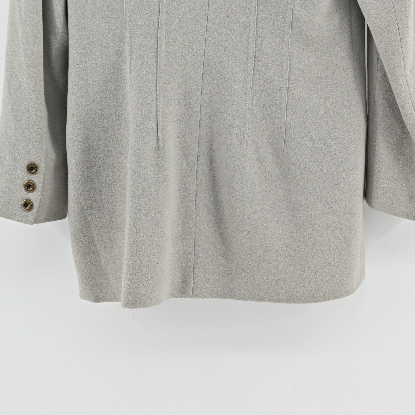 Vtg Cynthia Steffe Womens Wool Blazer Size 6 Gray Longline Jacket Button Front