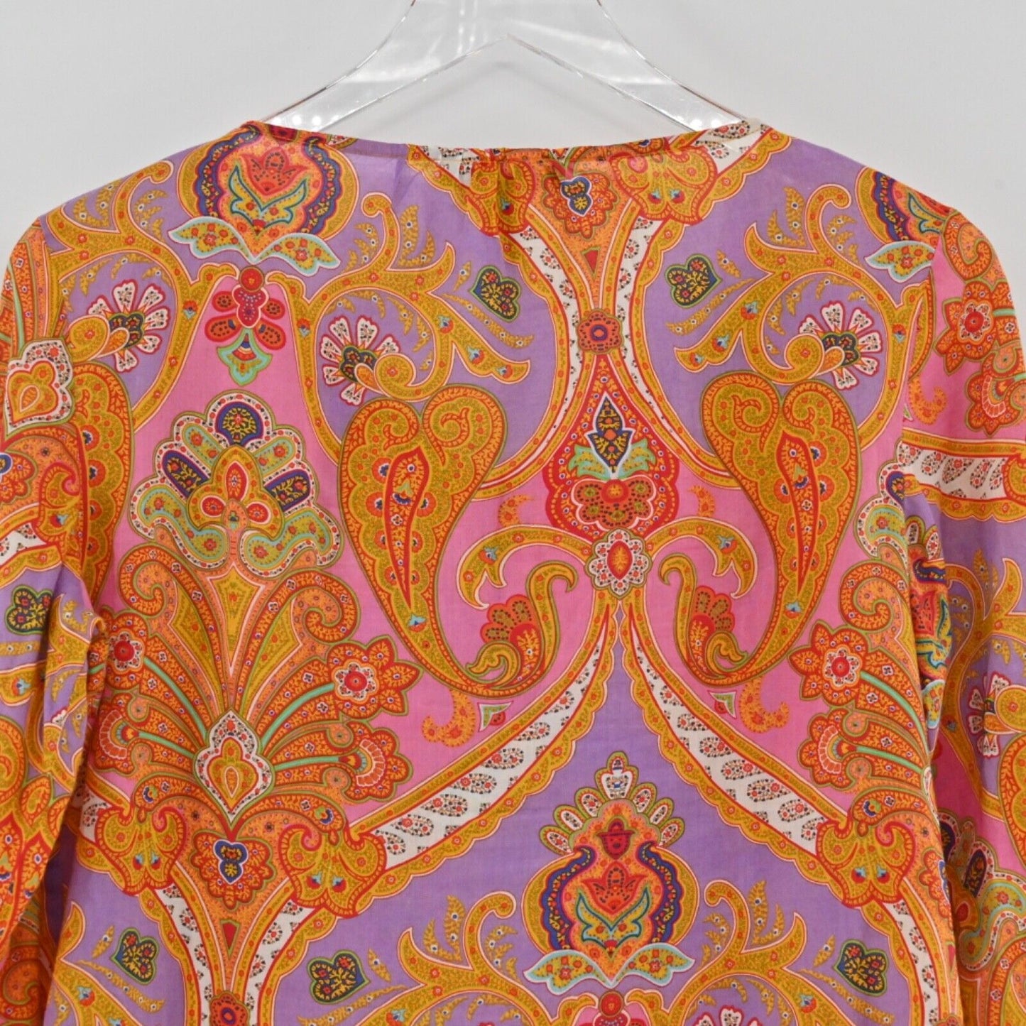 Vtg LAUREN RALPH LAUREN Top Womens Sz XS Paisley Cotton Ruffle Peasant Boho 00s