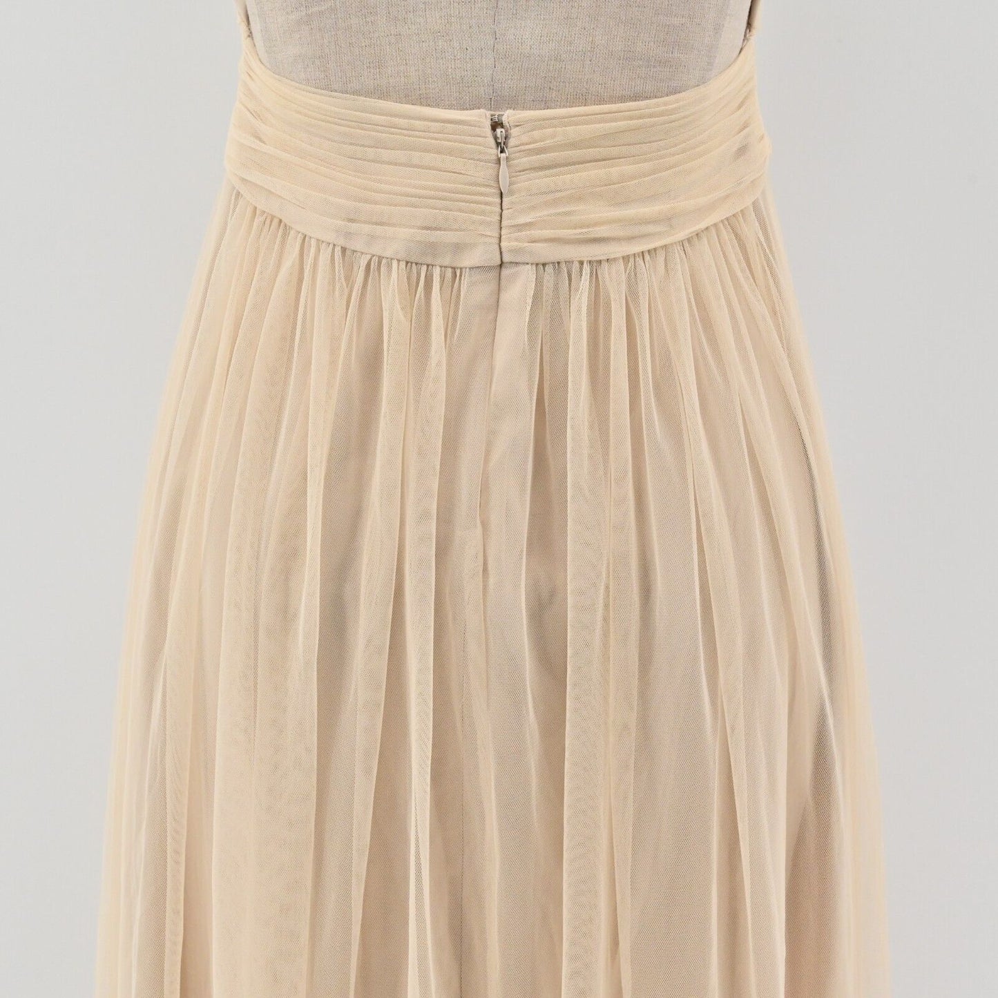 ANTHROPOLOGIE Dress Womens Size 0 Hitherto BHLDN Edith Gown Beige Ruched Maxi