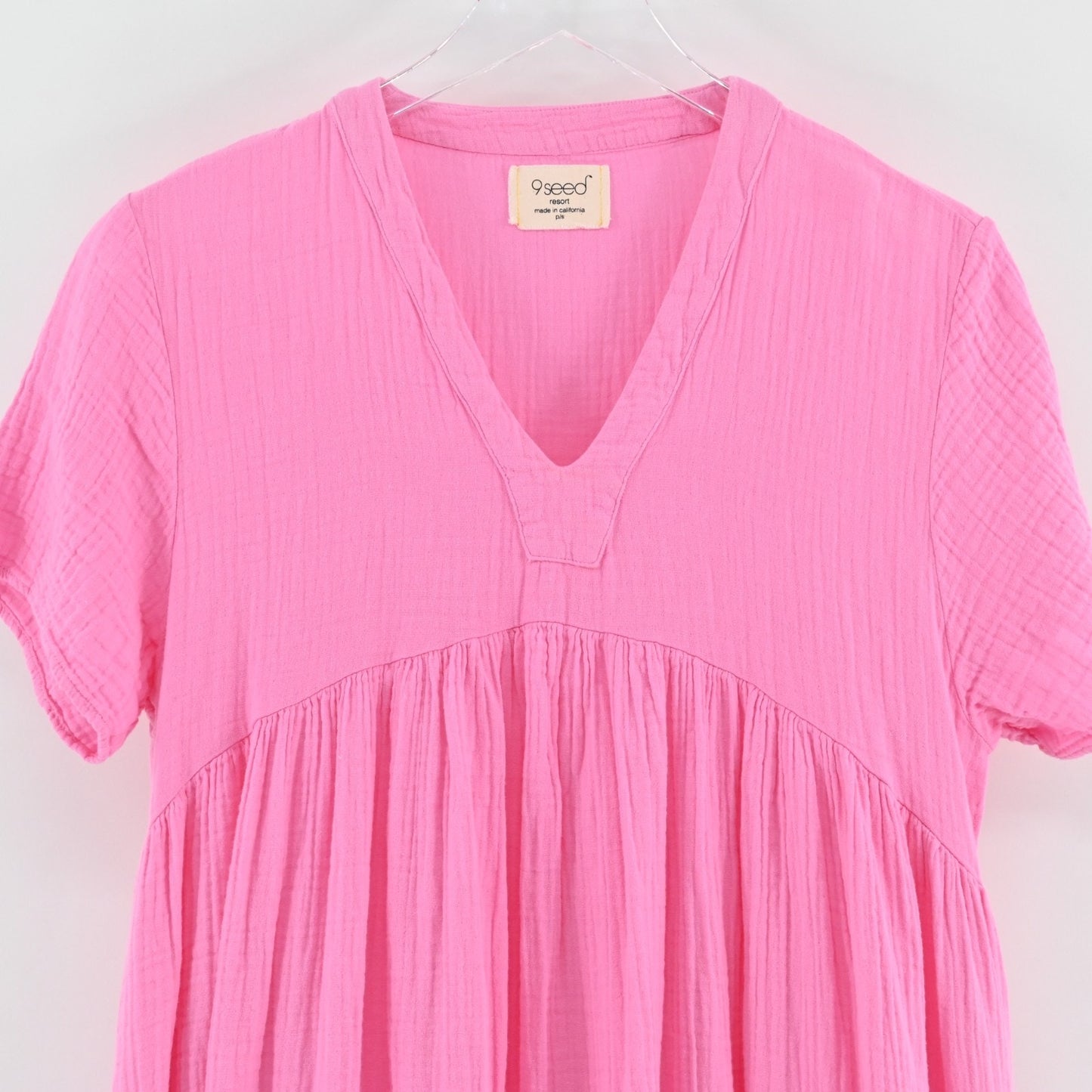 9 Seed Resort El Matador Dress Size S Pink Tiered Cotton Gauze Ruffled Romantic