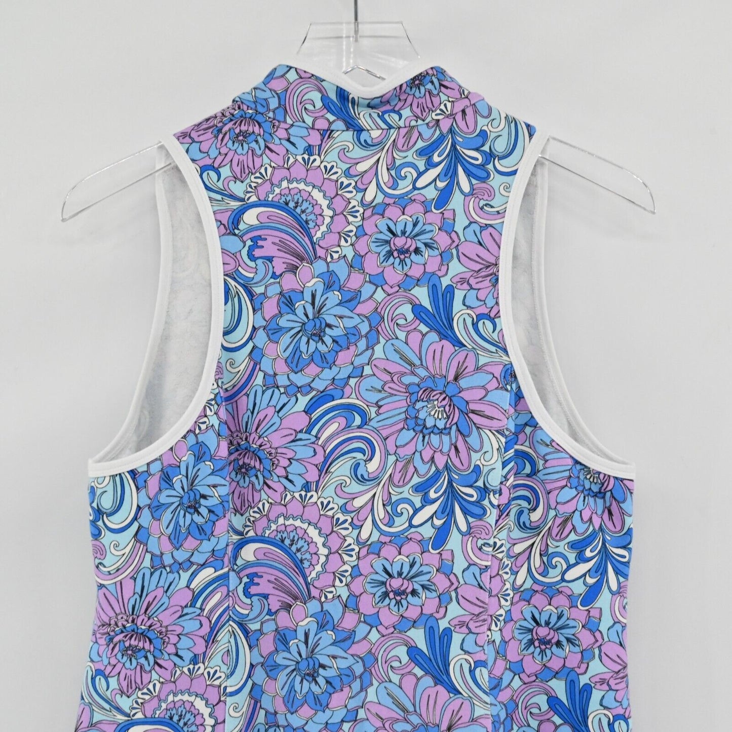 BOSTON PROPER Dress Womens Size L Abstract Floral Print Sleeveless Chic Zip