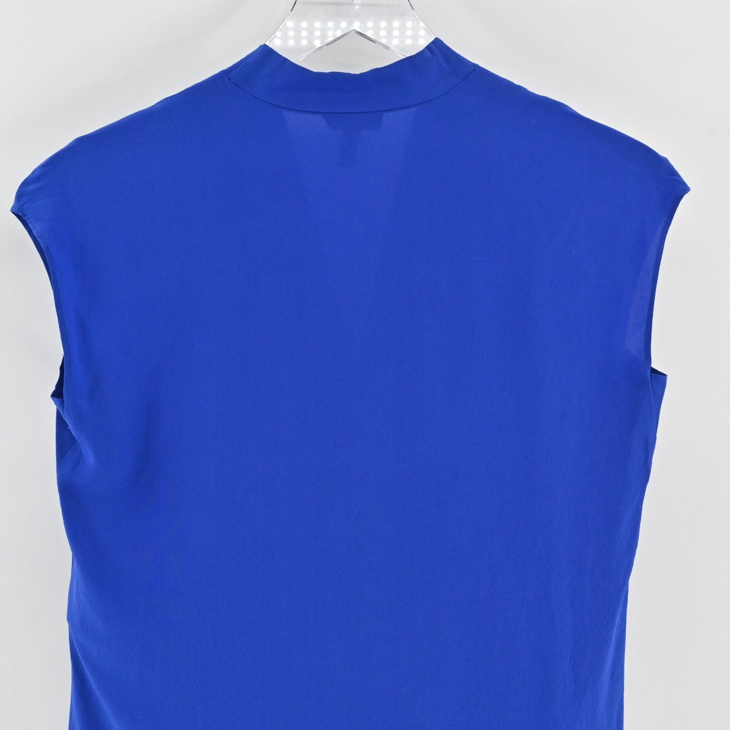 Escada Womens Silk Royal Blue Top Size 32 Sleeveless Pleated VNeck Blouse Siren