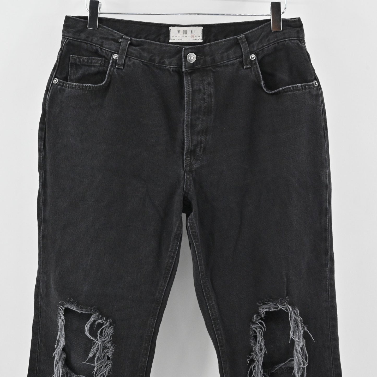 Free People Womens Maggie Mid Rise Straight Leg Jeans Size 30 Black We The Free