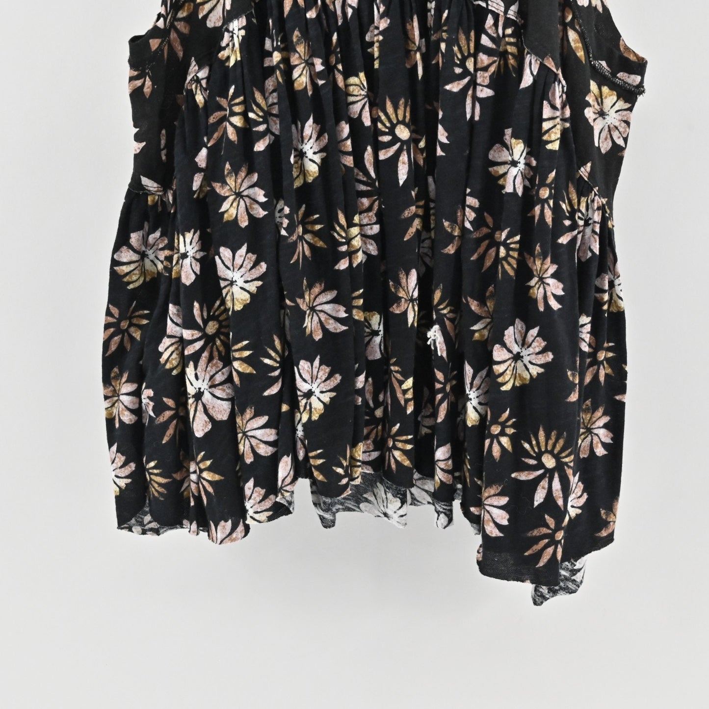 Free People Womens Madison Top Size XS Dark Floral Sleeveless Baby Doll Tiered