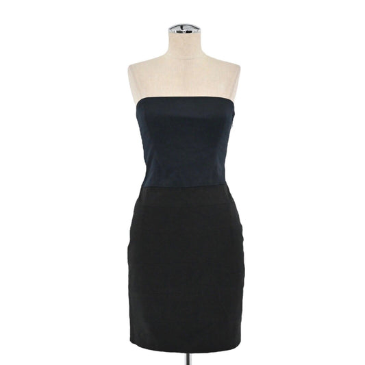THEORY Dress Womens Size 2 Trela Strapless Mini Cocktail Blue Black Colorblock