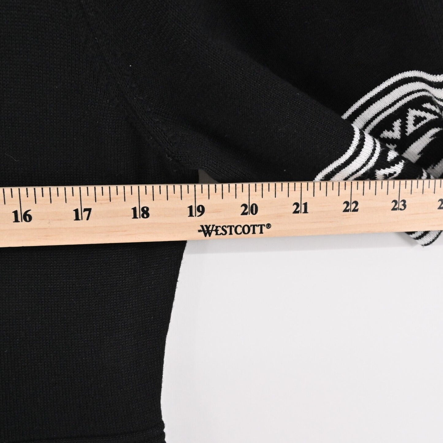 NINA LEONARD Dress Size XL Fit Flare Sweater Mini Black White Trim Scoop Neck