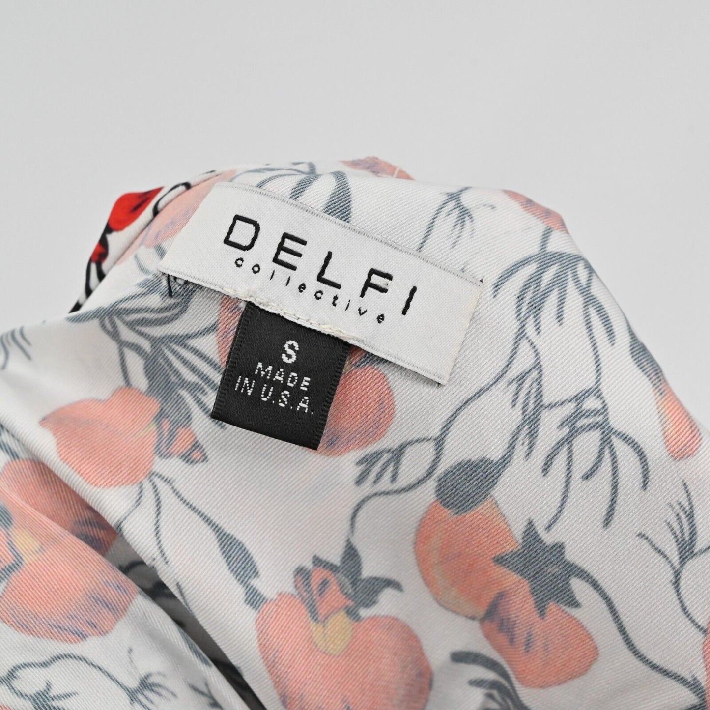 DELFI COLLECTIVE Dress Womens Sz S Zarina Midi Multi Floral Print Ruffle Detail