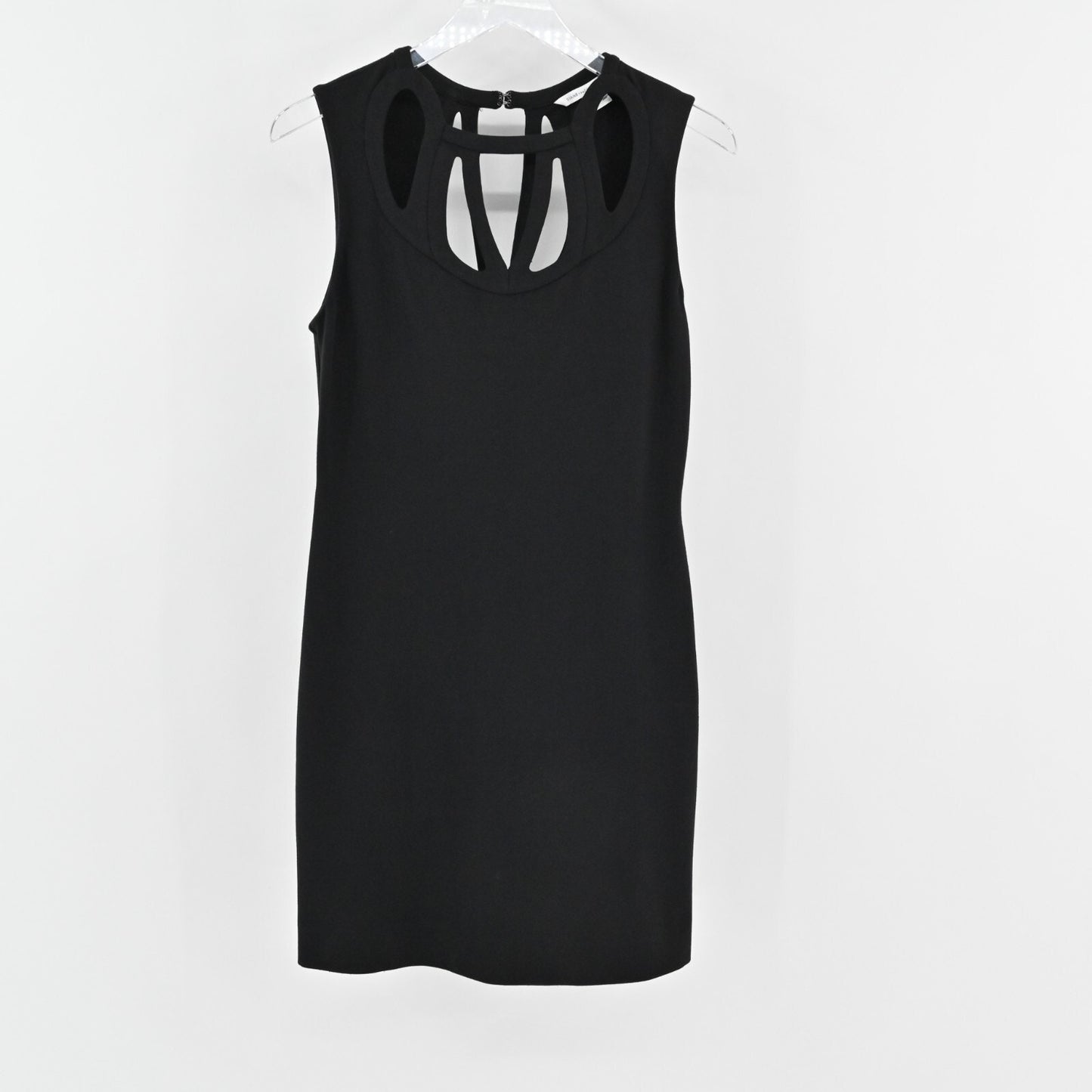 DIANE VON FURSTENBERG Amy Dress Size 6 Black Cut Out Sleeveless Classic Mini DVF