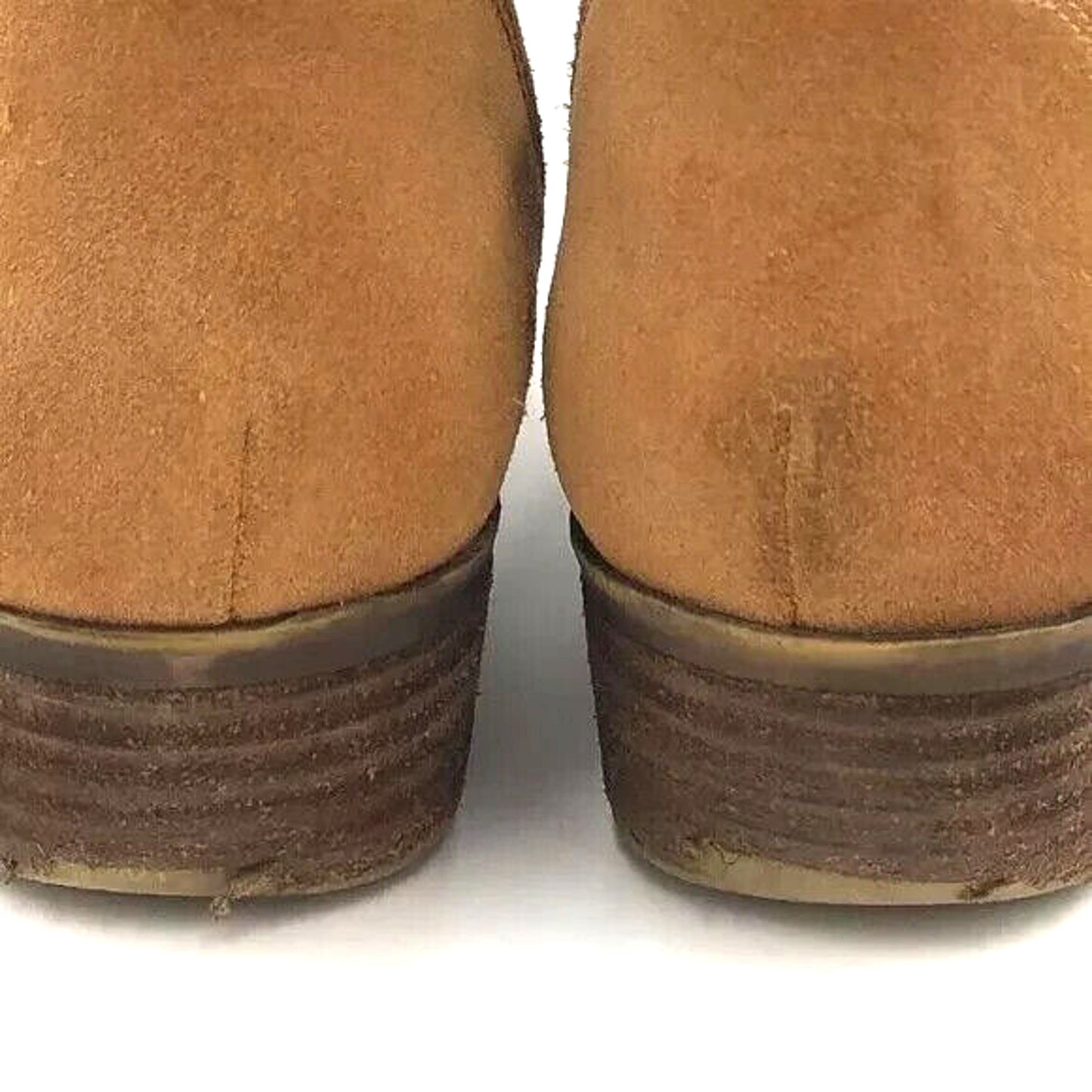 LUCKY BRAND Booties Womens Sz 6.5 Banji Ankle Fringe Stacked Heel Chestnut Brown