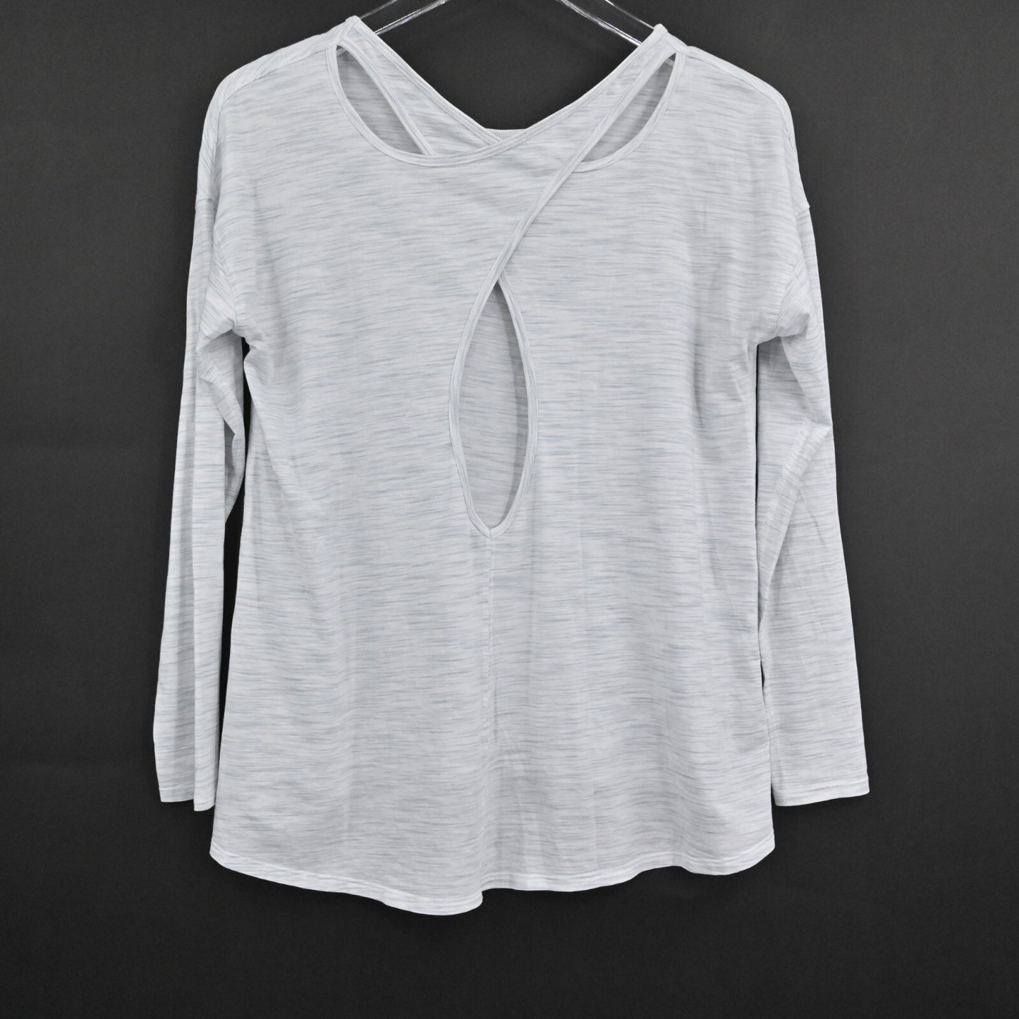 LULULEMON Womens Back Into It Top Size 4 Space Dye Alpine White Ice Gray Logo