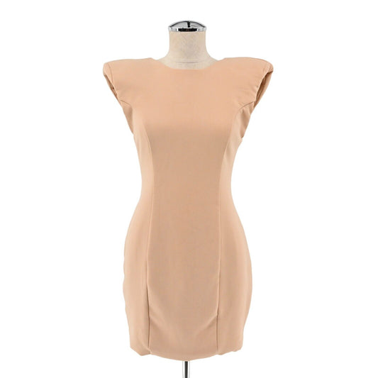 AQUA BY AQUA Dress Womens Size 8 Parnassus Woven Mini Nude Padded Shoulders