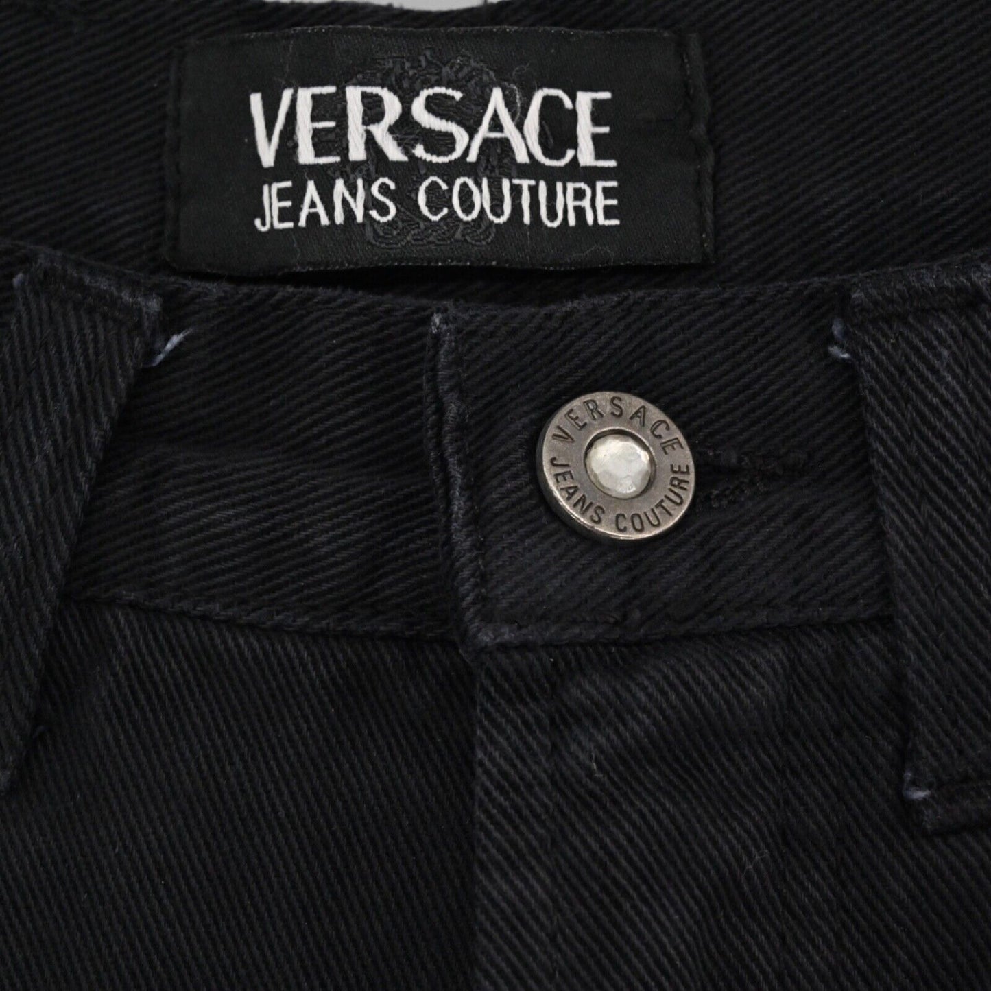 Vtg VERSACE JEANS Womens Sz 26 Black COUTURE High Rise Tapered Mom Cotton 90s