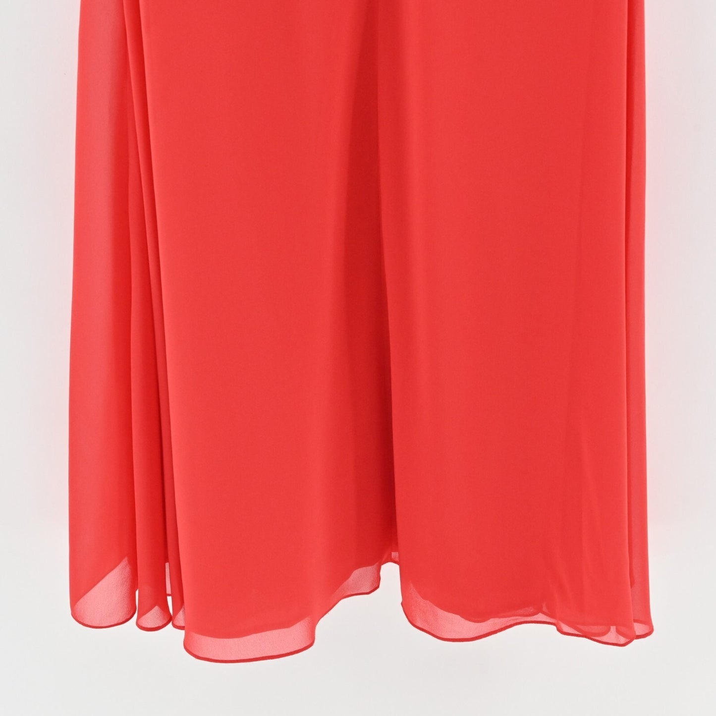 MAC DUGGAL Dress Sz 10 Ieena Chili Red Chiffon VNeck Bow Detail Flowy Midi 55627