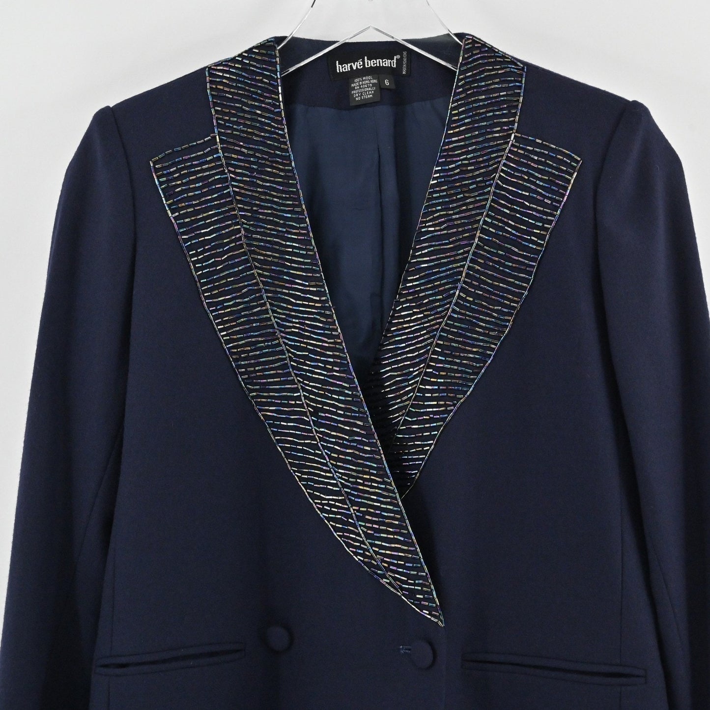 Vtg Harve Benard Womens Wool Beaded Blazer Size 6 Luxurious Embellished Jacket