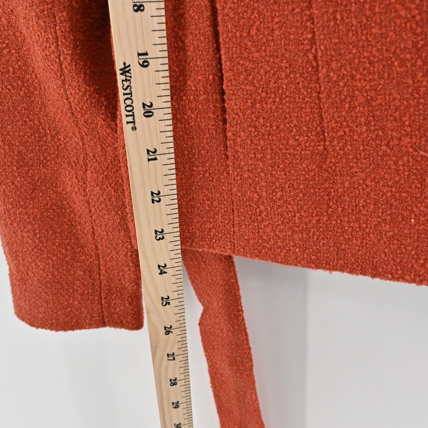 JONES NY Womens Wool Tweed Jacket Size 4 Red Orange Belted Button Retro Collared