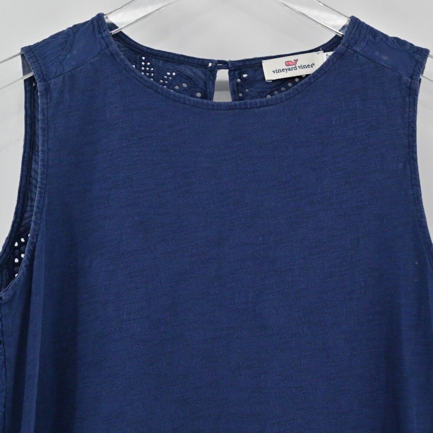 VINEYARD VINES Top Womens Sz S Blue Floral Embroidered Eyelet Cotton Preppy