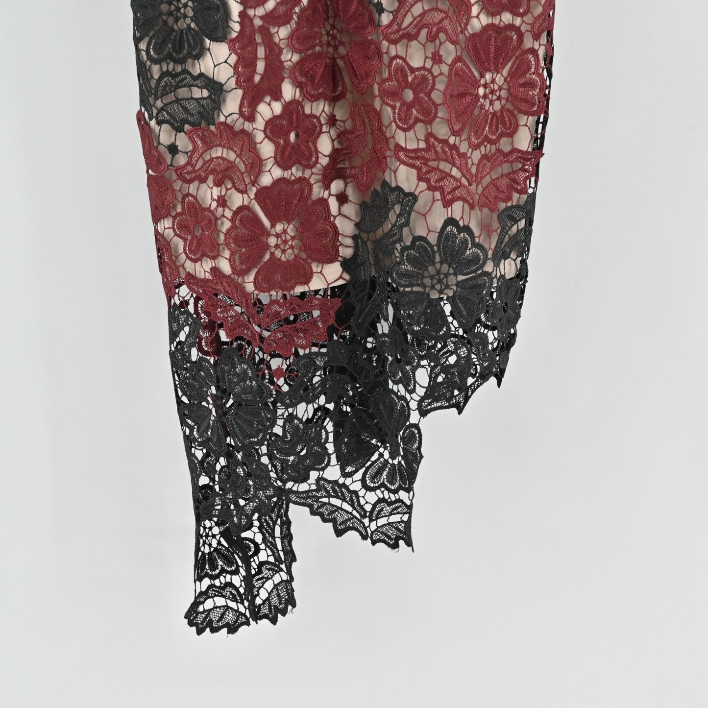 Bardot Eve Lace Asymmetrical Bodycon Dress Size S Black Burgundy Dark Romantic