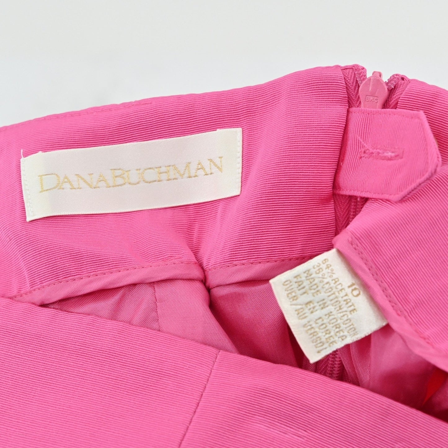 Vtg 90s Dana Buchman Skirt Suit Set Size 8/10 Pink Cotton Academia Preppy Career