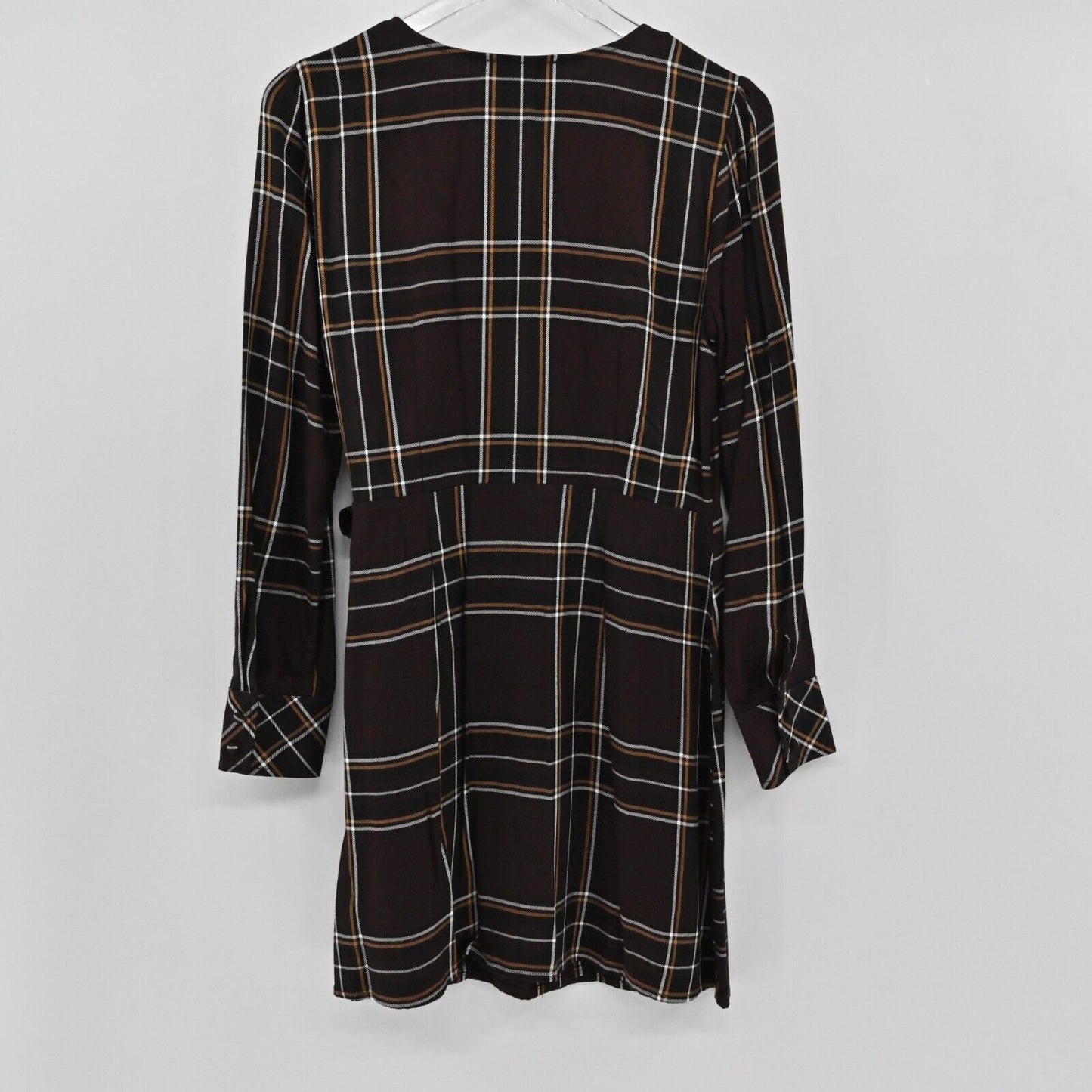 SANCTUARY Dress Womens Size 6 Upbeat Plaid Print Faux Wrap Long Sleeve VNeck
