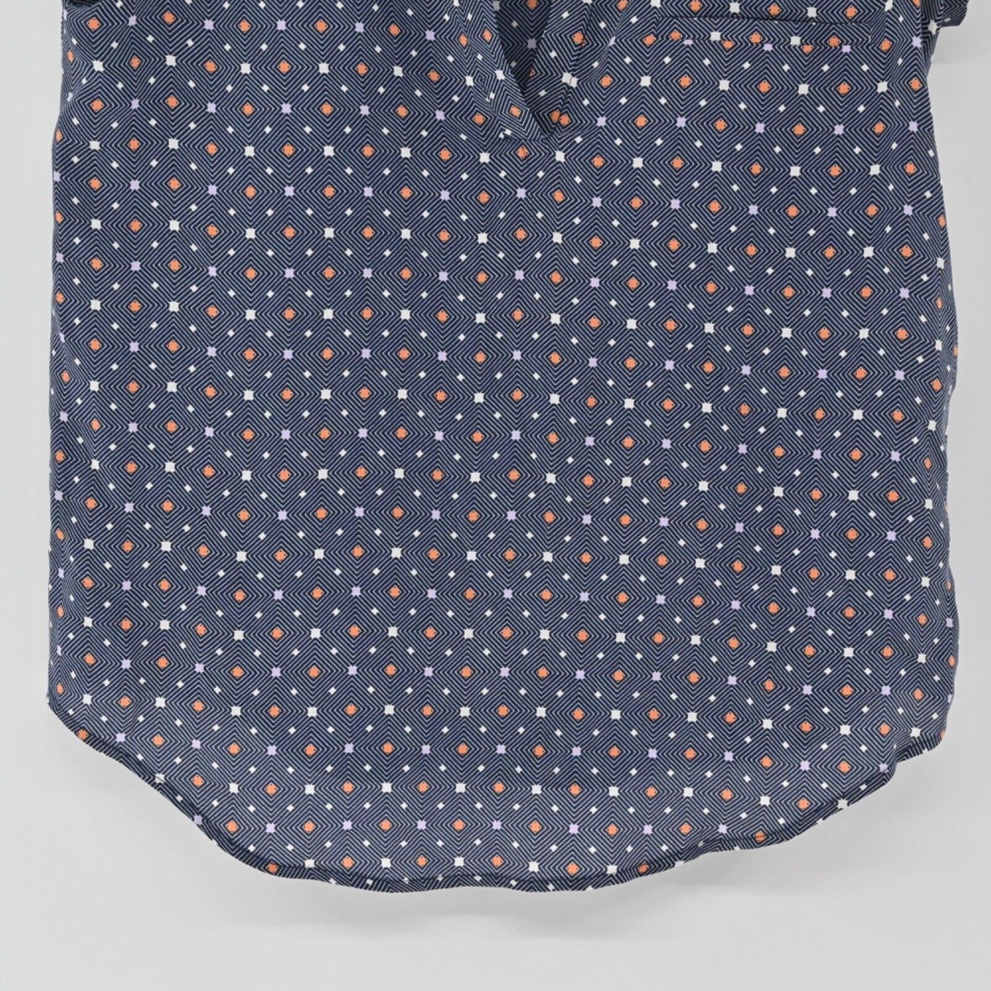 JOIE Top Womens Size XS Blue Geometric Print 100% Silk Ryanna Cap Sleeve VNeck