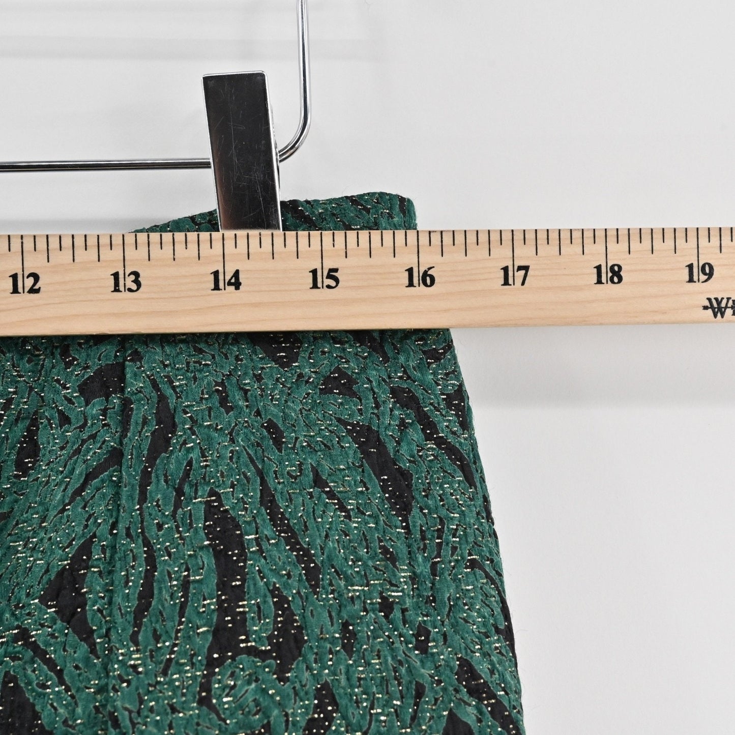 Vtg 80s PARVEEN COUTURIERE Womens Shimmer Jacquard Skirt Suit Sz 12 Green Career
